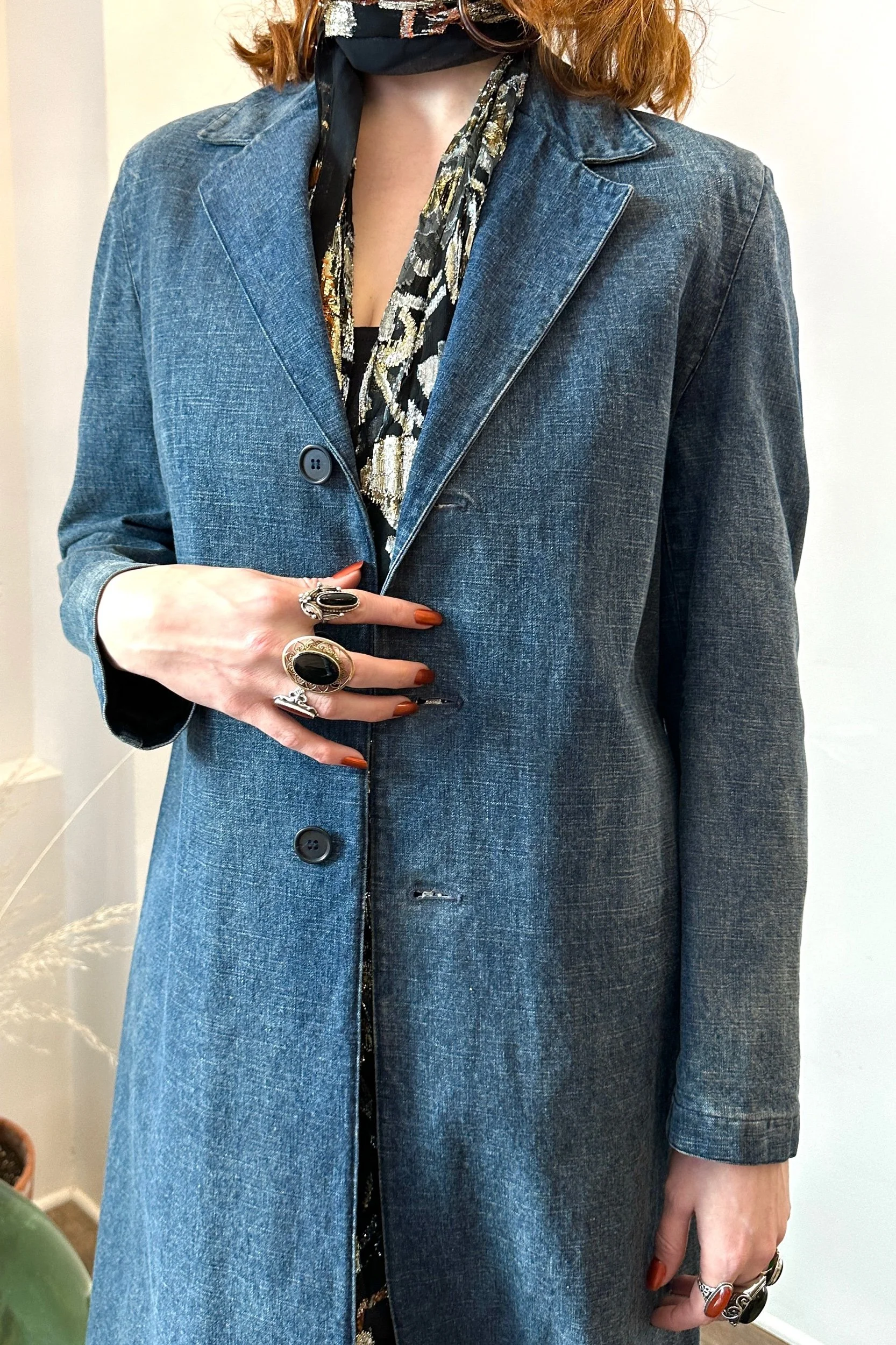 90s Jean Colonna Denim Duster Jacket-small — La Poubelle Vintage