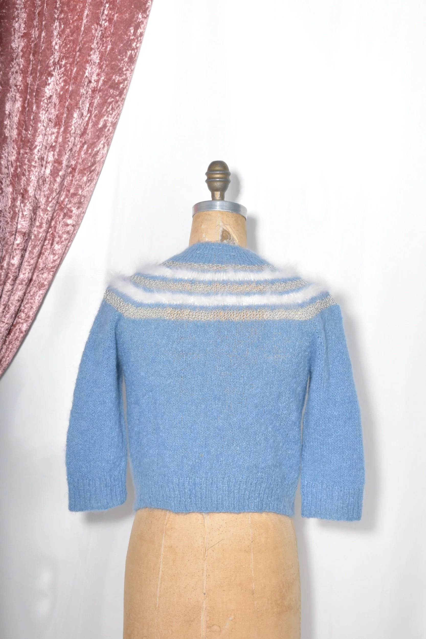 1950s Angora Sweater with Metallic Stitching-XS/S — La Poubelle