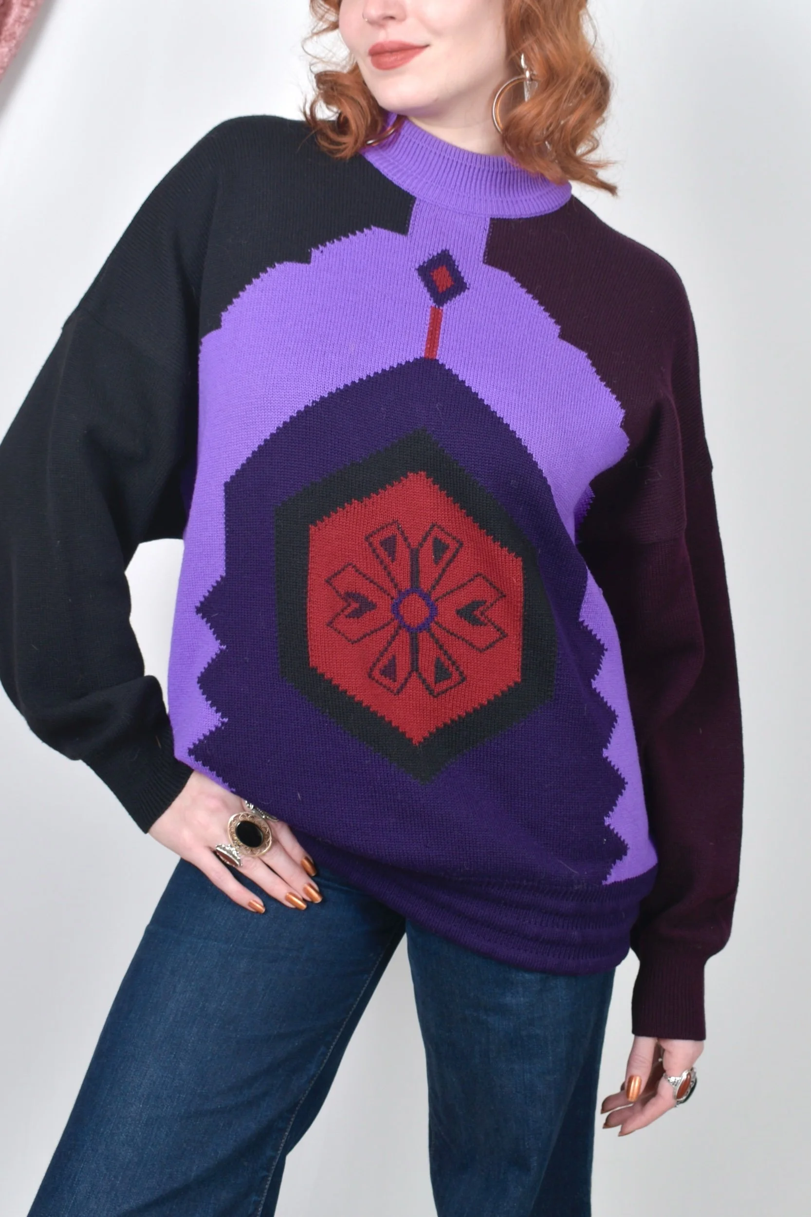 vintage 1980s gianni versace snowflake slouchy oversized sweater