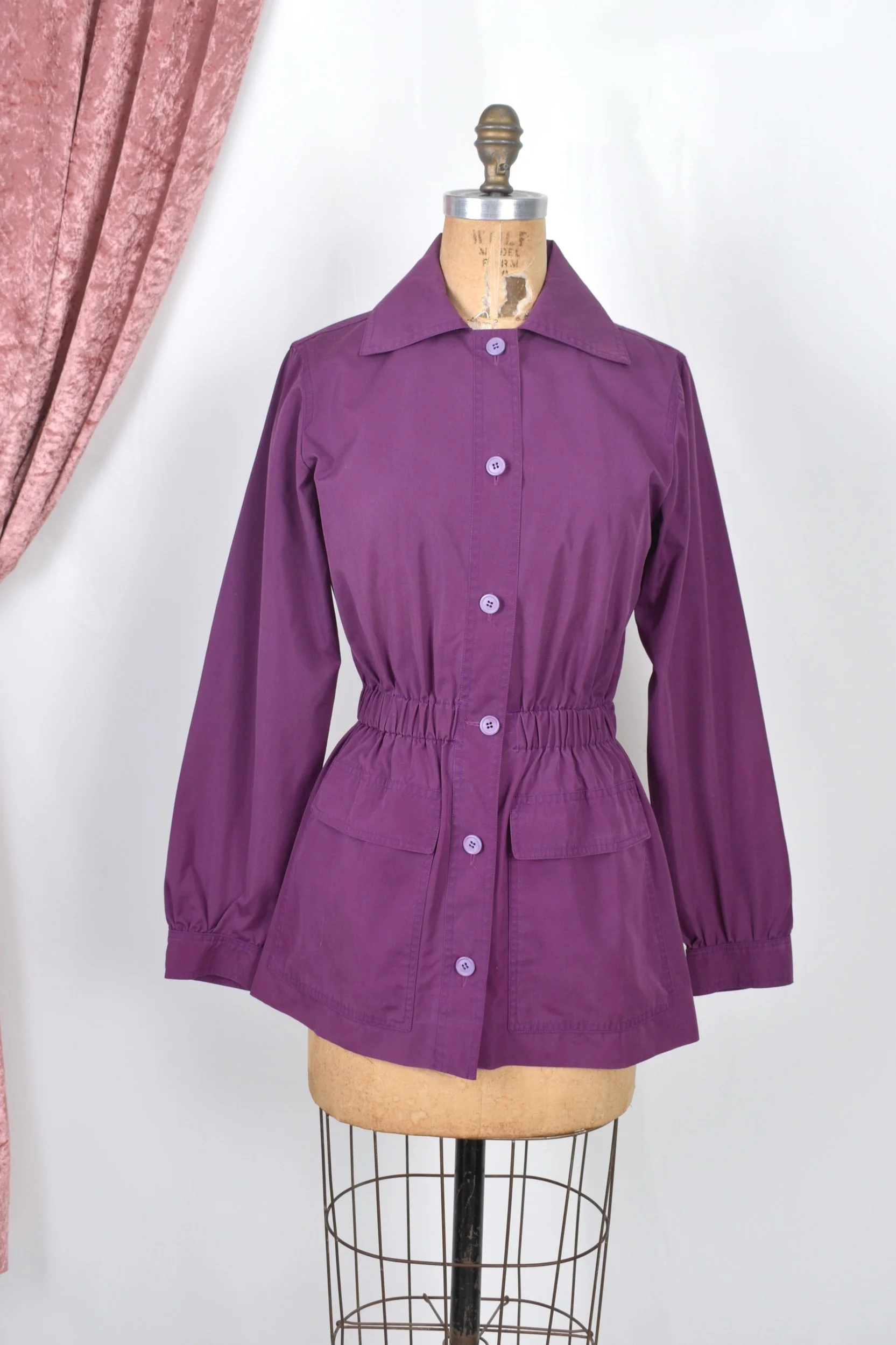 vintage 1970s YSL yves saint laurent purple eggplant cotton shirt jacket