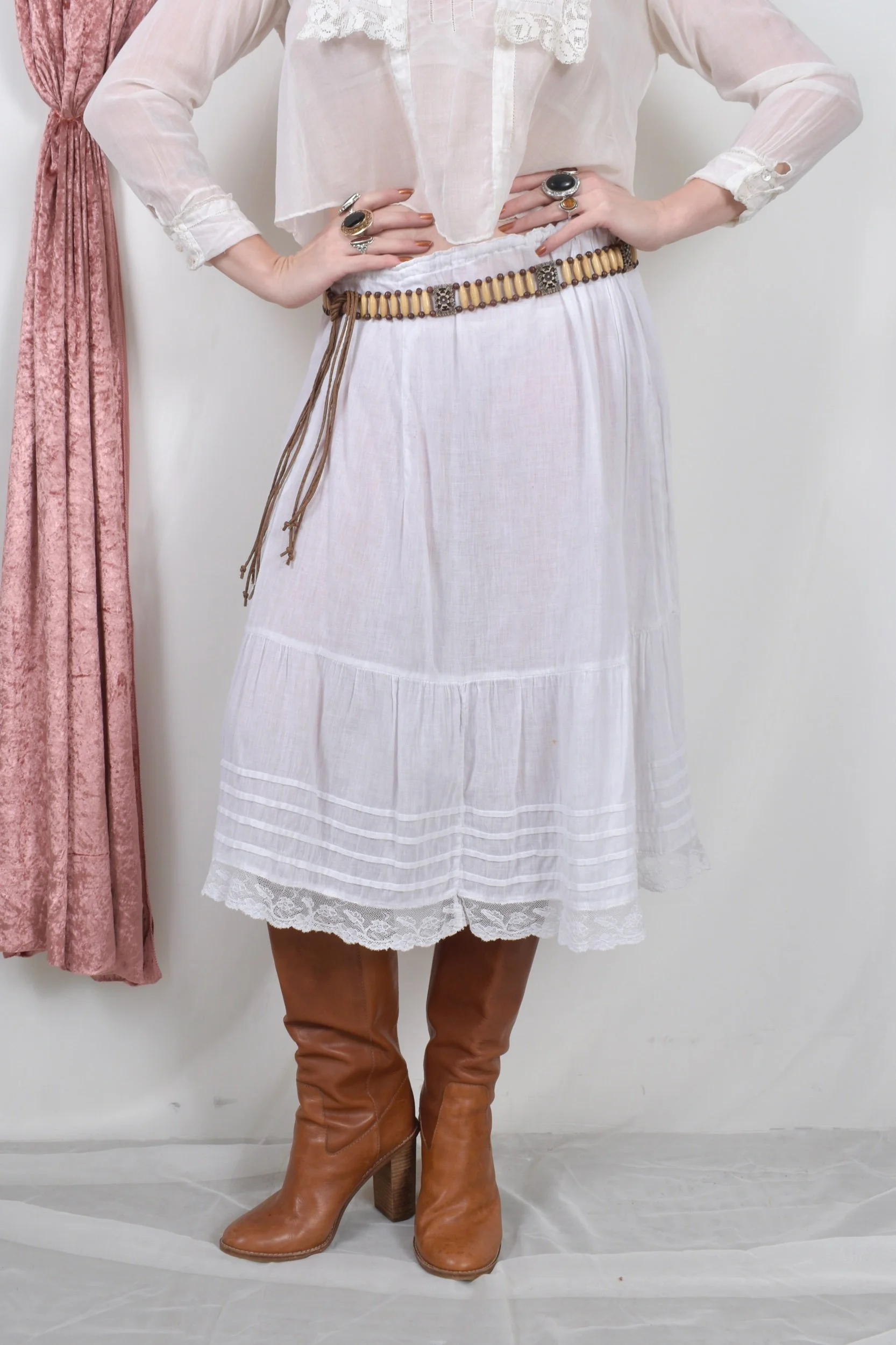 edwardian white cotton and lace petticoat skirt