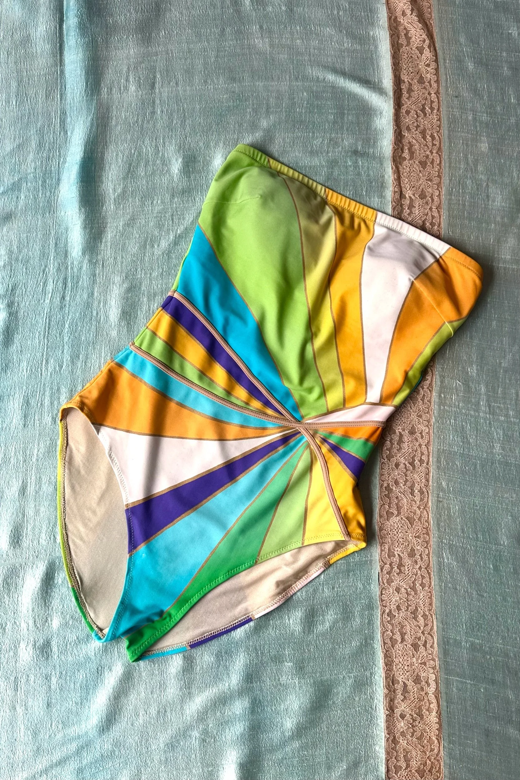 1980s gottex strapless one piece starburst swimsuit