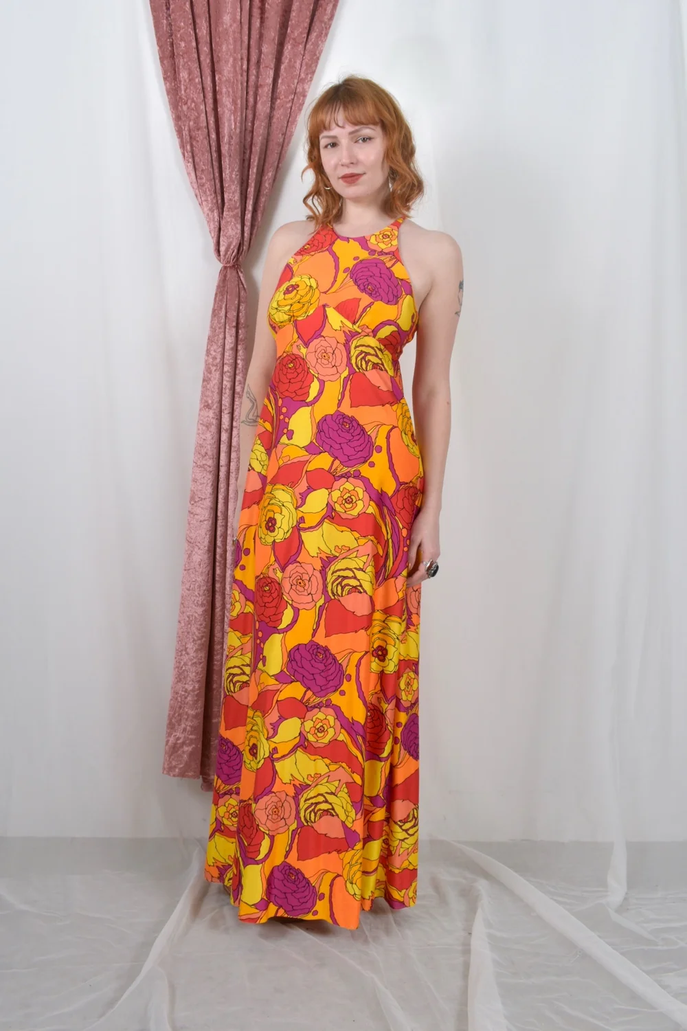 80s Ruffled Silk Floral Mini Dress–small — La Poubelle Vintage