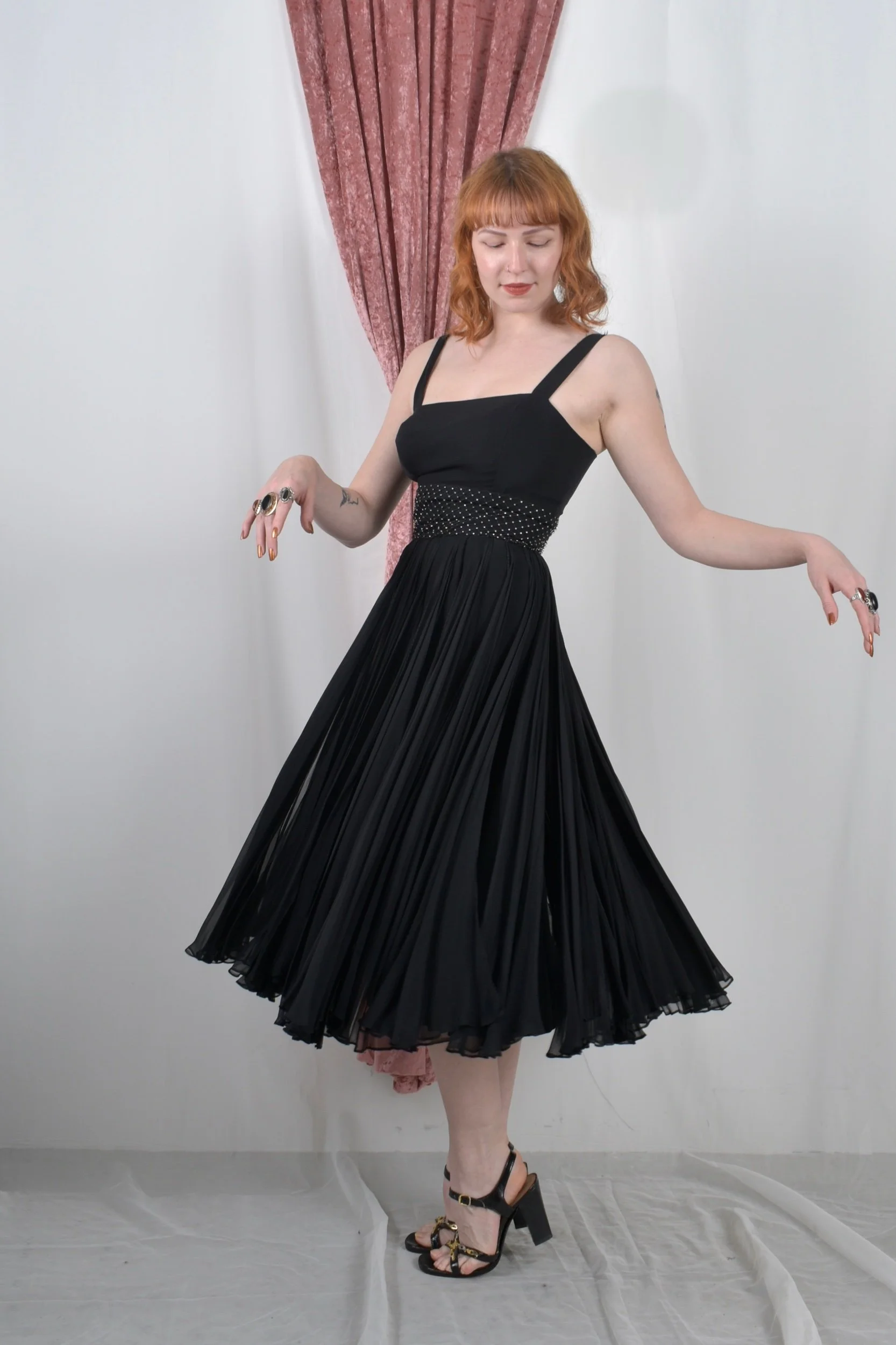 blue plaid dress vintage ISLA DRESS, 5 (42-45 inches) Size:2 | US Made with love in italian Black Conservative Dress
