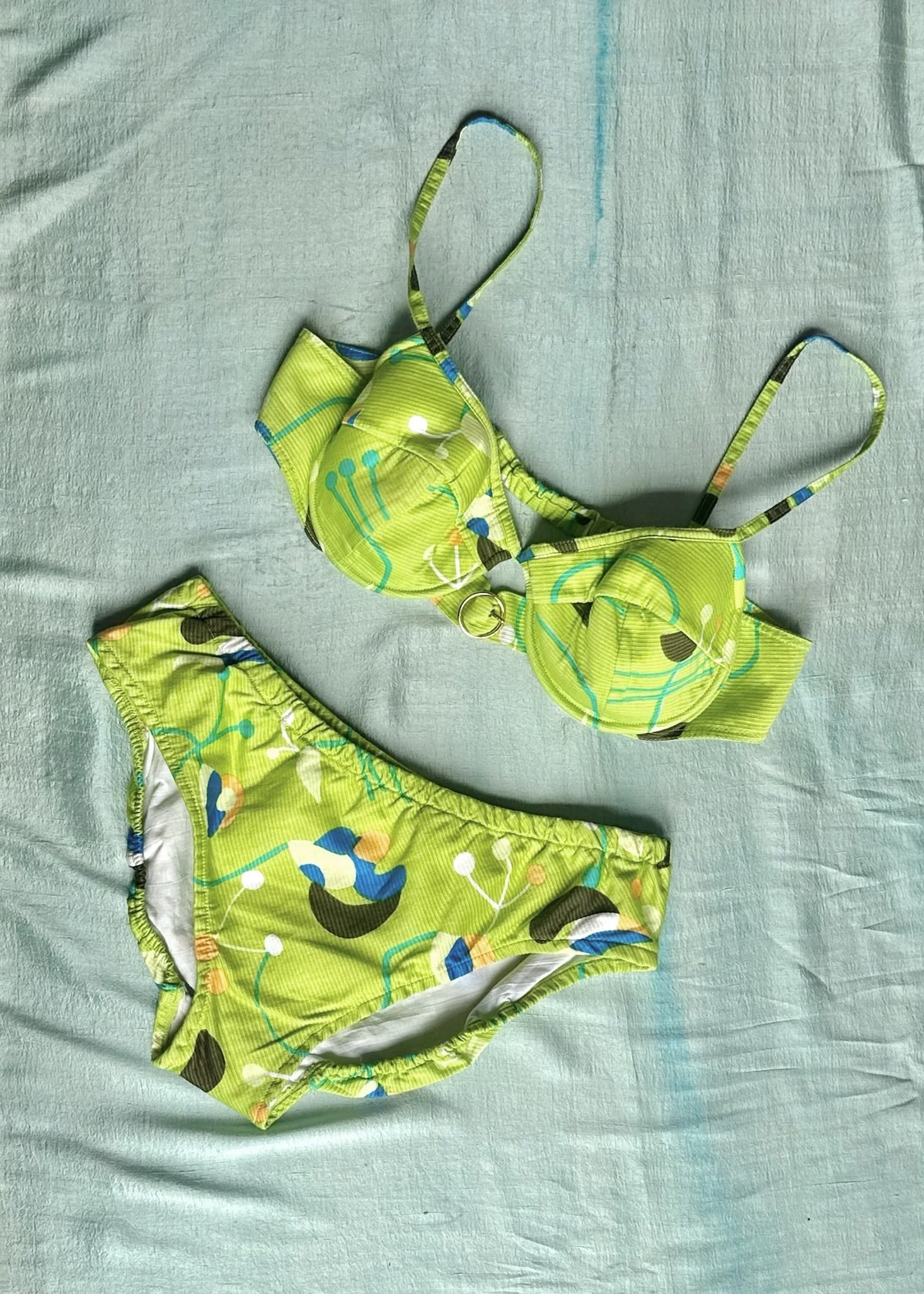 1960s bright green cotton bikini