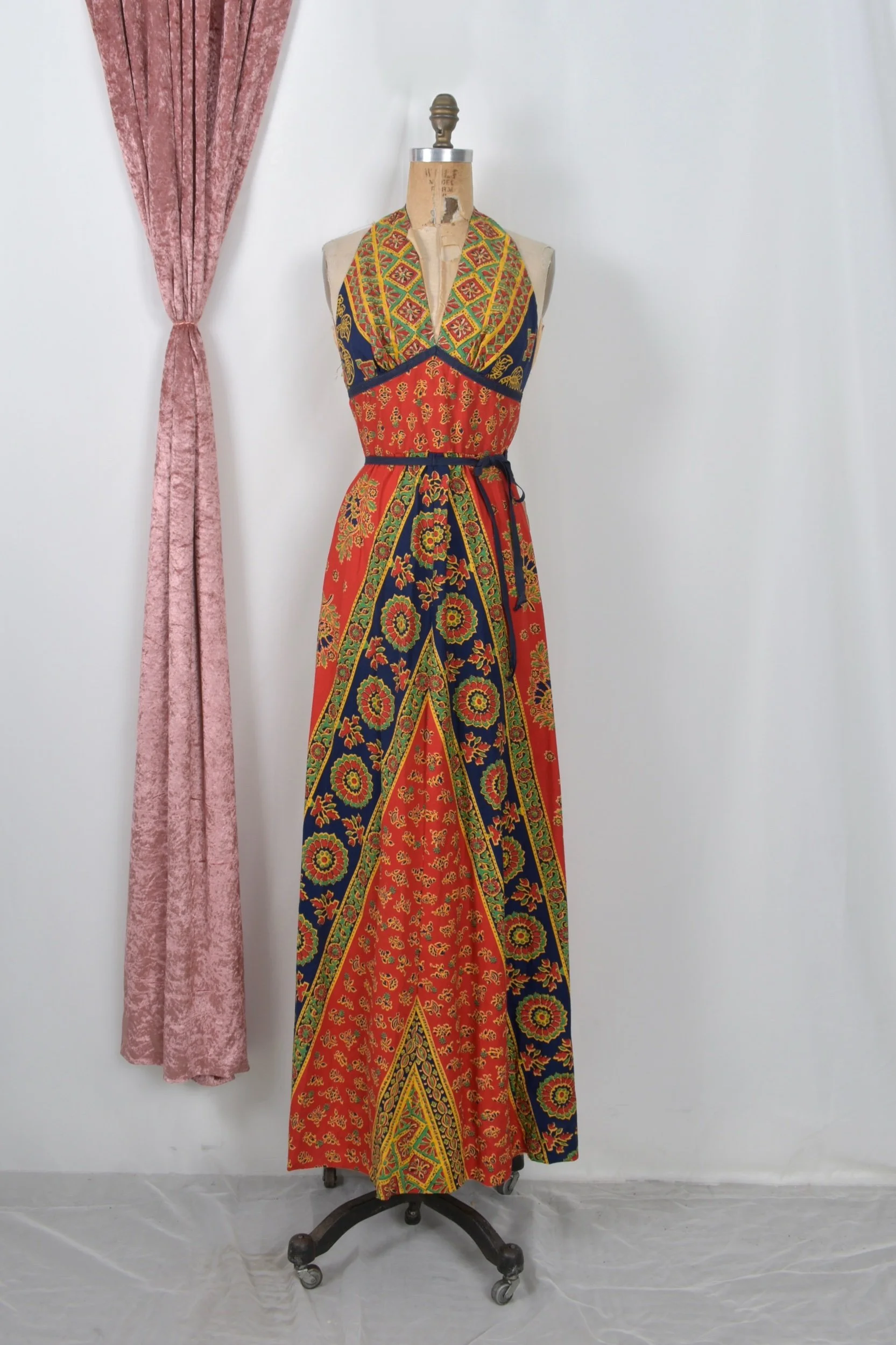 1970s Lanz Originals deadstock cotton halter maxi dress
