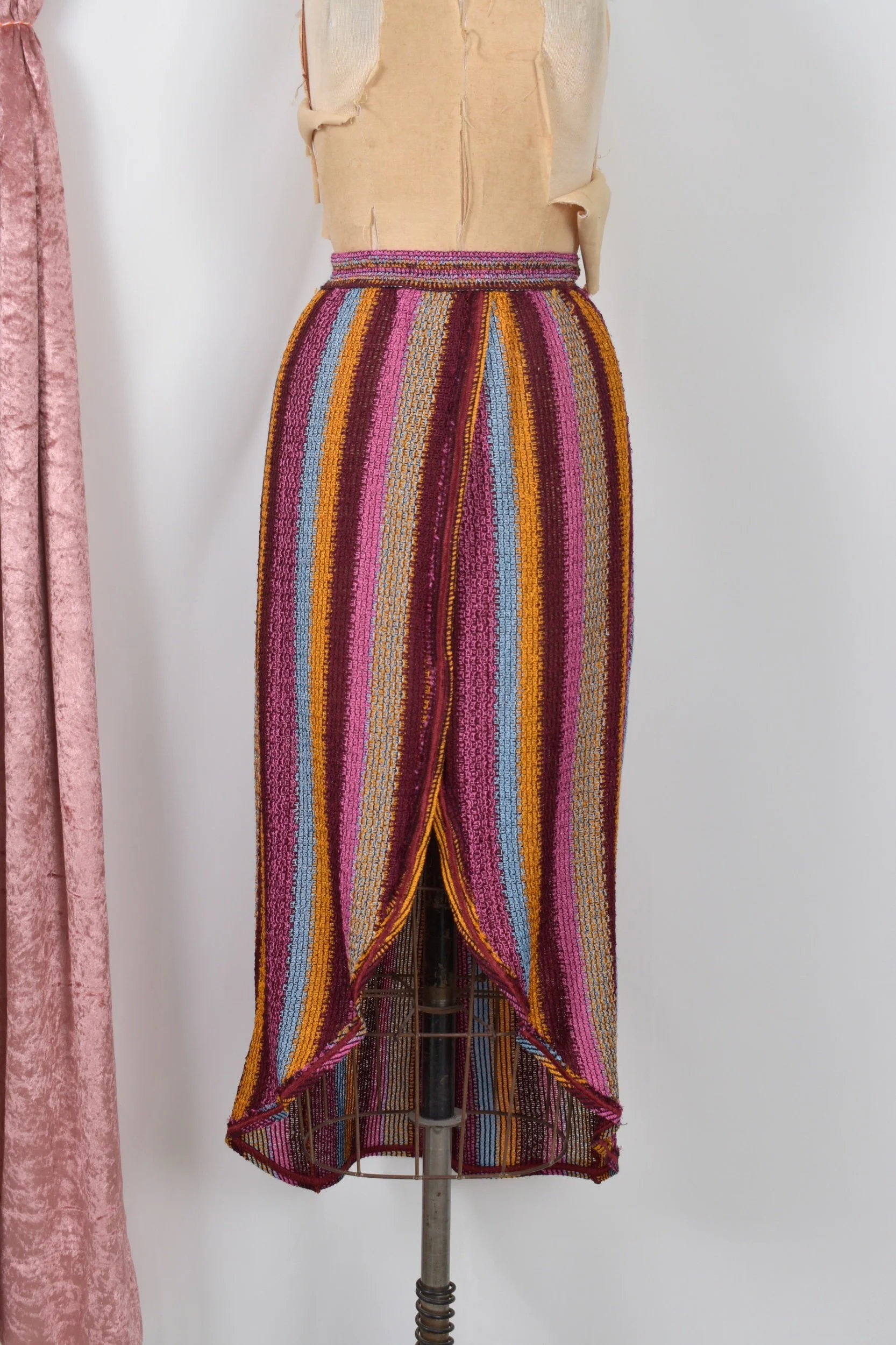 vintage missoni y2k knit multicolor high slit skirt