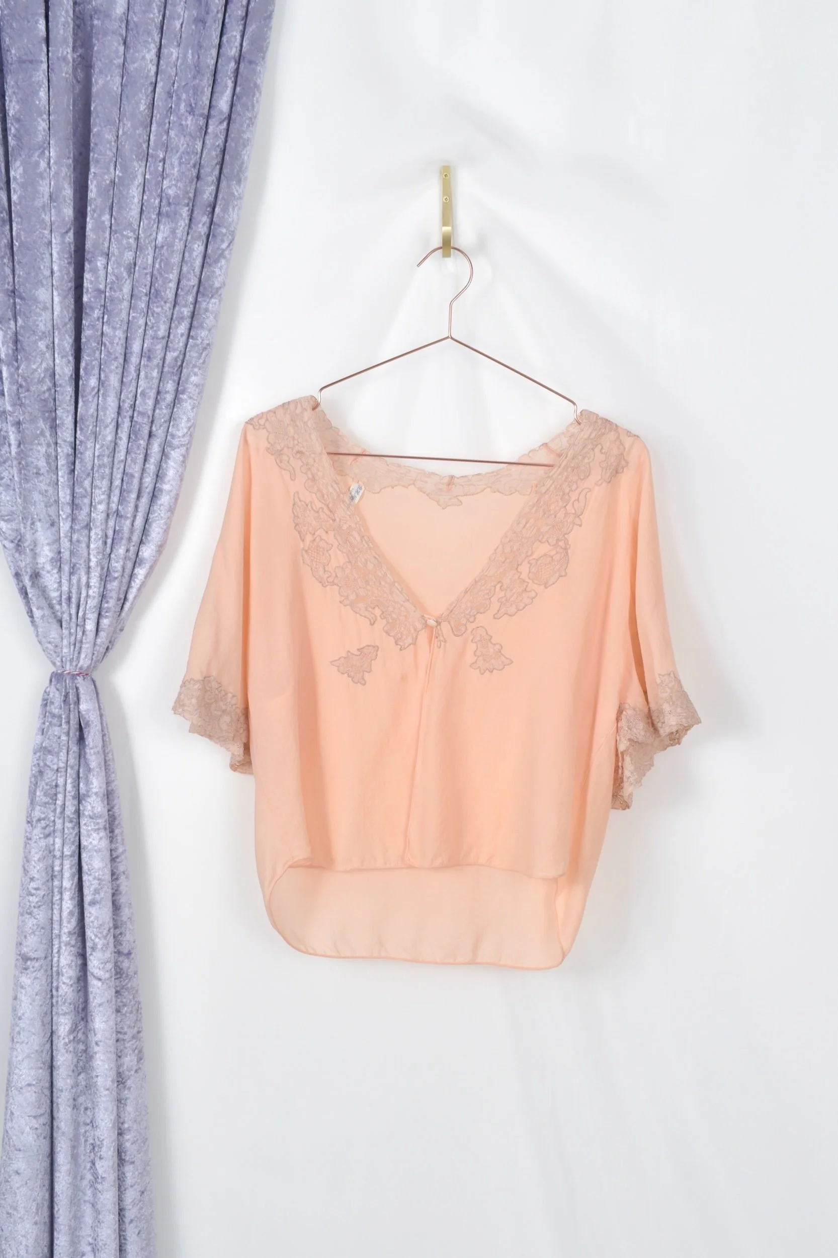 1930s pink silk and lace bed jacket form Macys