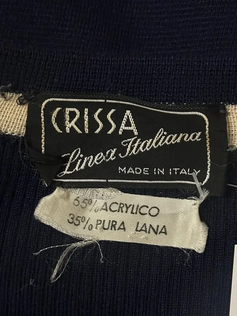 '70s Crissa Navy and White Italian Knit Dress-XS/S