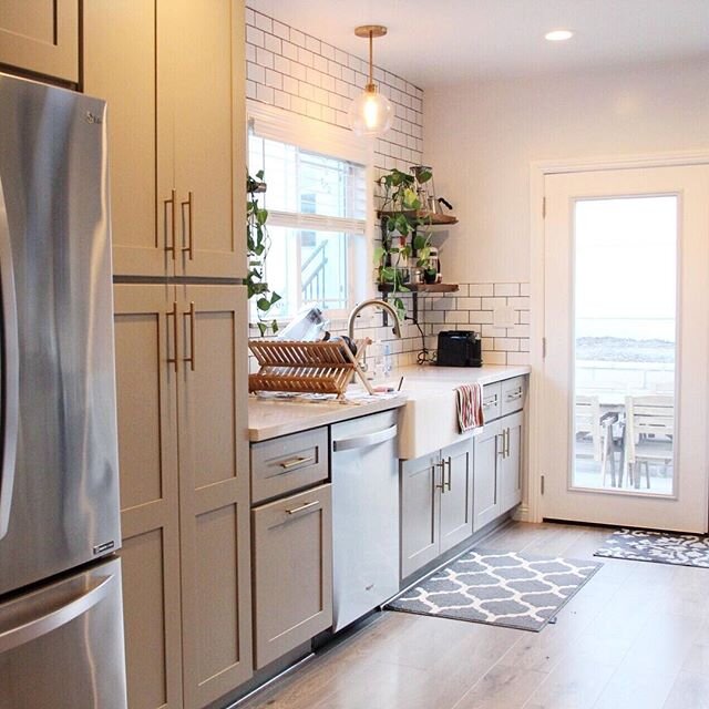 Before &amp; after of our kitchen remodel. Technically, there is no before because this entire space was an addition. The original home had no designated dining area, only a  living room and kitchen combo.  Now, the former kitchen is our dining room.