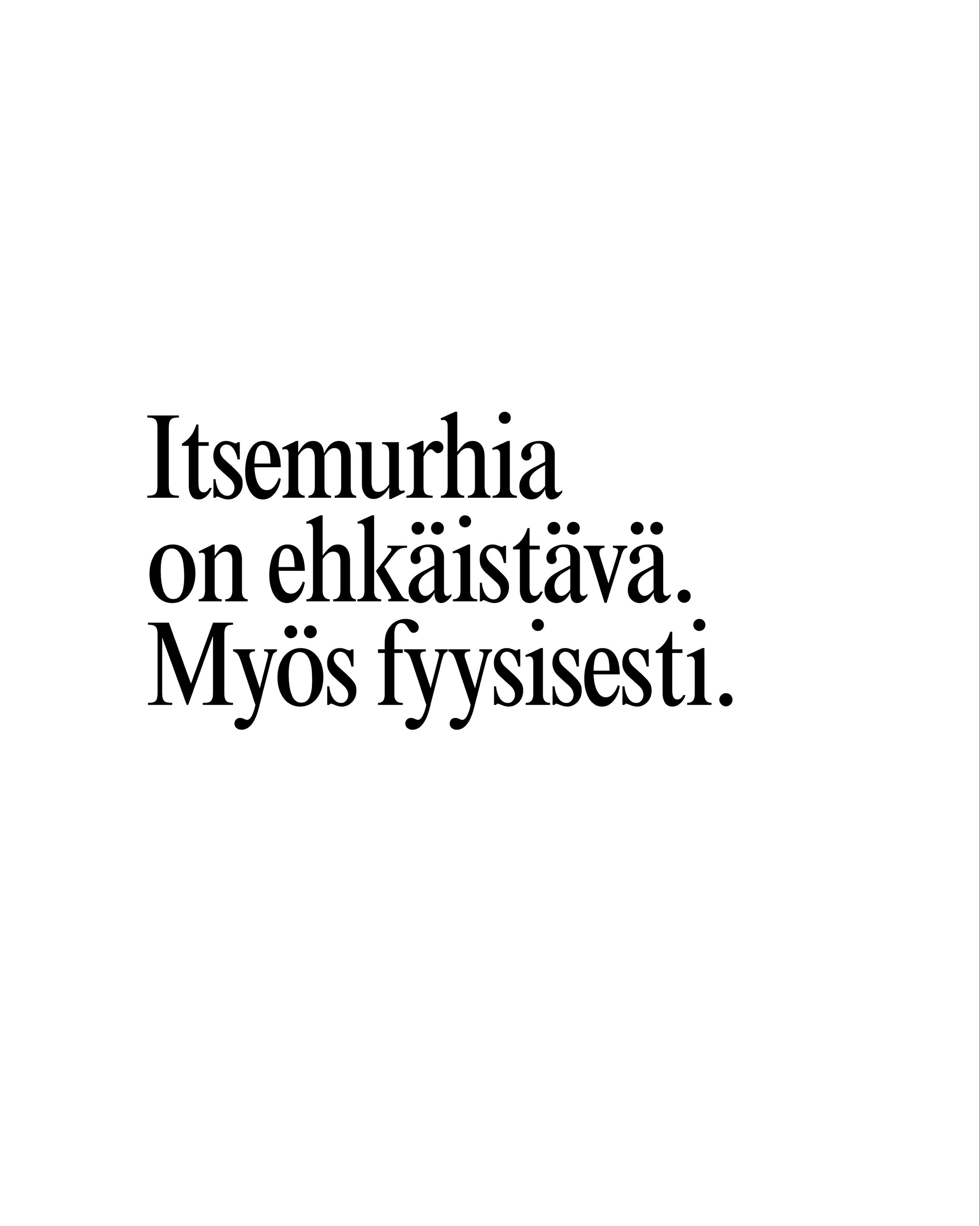 Itsemurh*ien ehk&auml;isy&auml; t&auml;ytyy parantaa. My&ouml;s fyysisesti. T&auml;n&auml; syksyn&auml; moni on ottanut yhteytt&auml; raideonnettomuuksista. Aiempien tilastojen perusteella joka viikko tapahtuu keskim&auml;&auml;rin ainakin yksi onnet