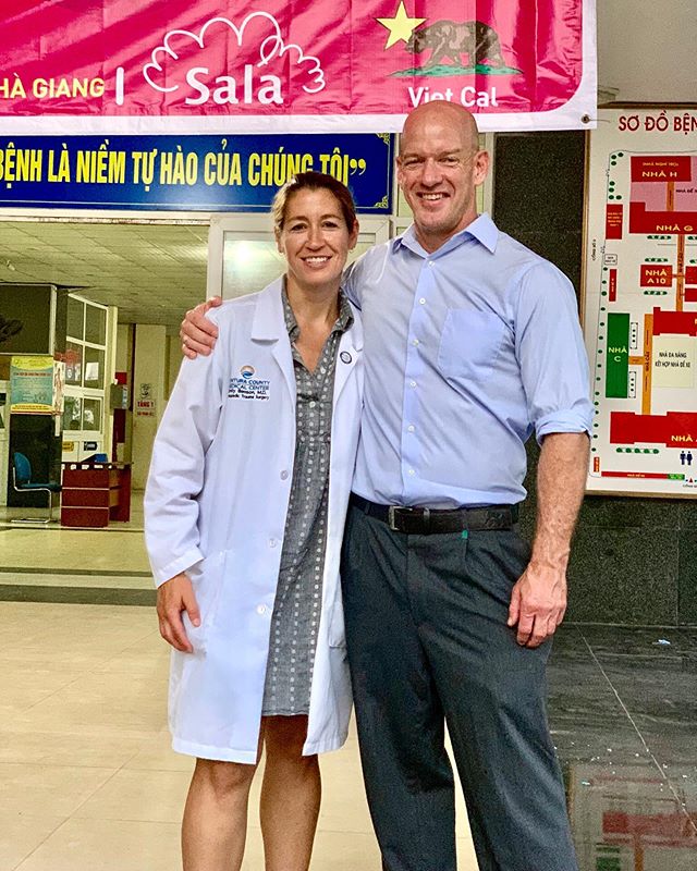 Drs Emily Benson and Serge Kaska, co-founders of VietCal Orthopedic Exchange, posing together for the fourth year in a row. How time flies!

#vietcal #vietnam #socal #orthopedicsurgery #orthopedicsurgeon #orthopedicsurgeons #orthotrauma #medicalexcha