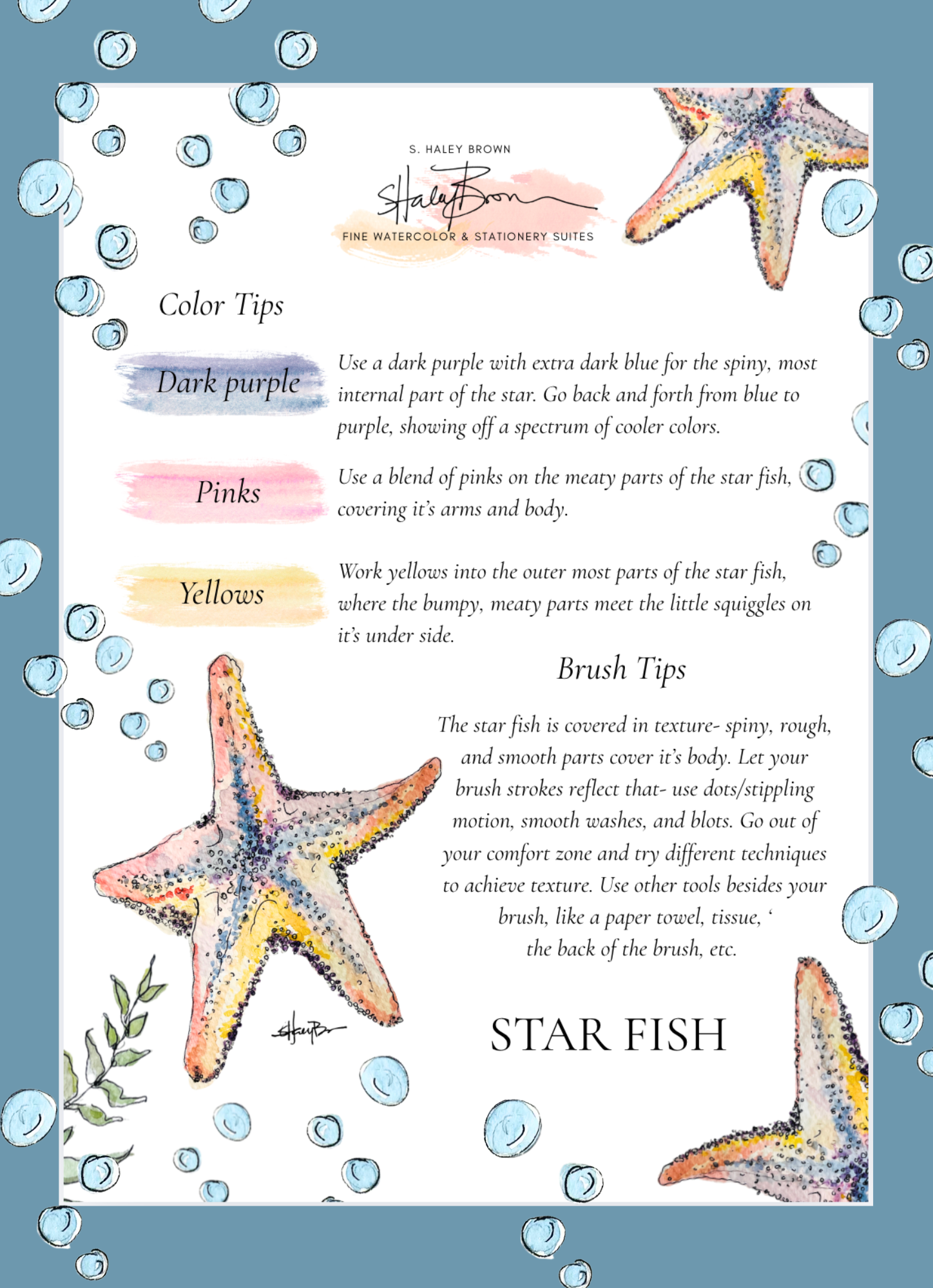 6/28 Watercolor Club - Star Fish