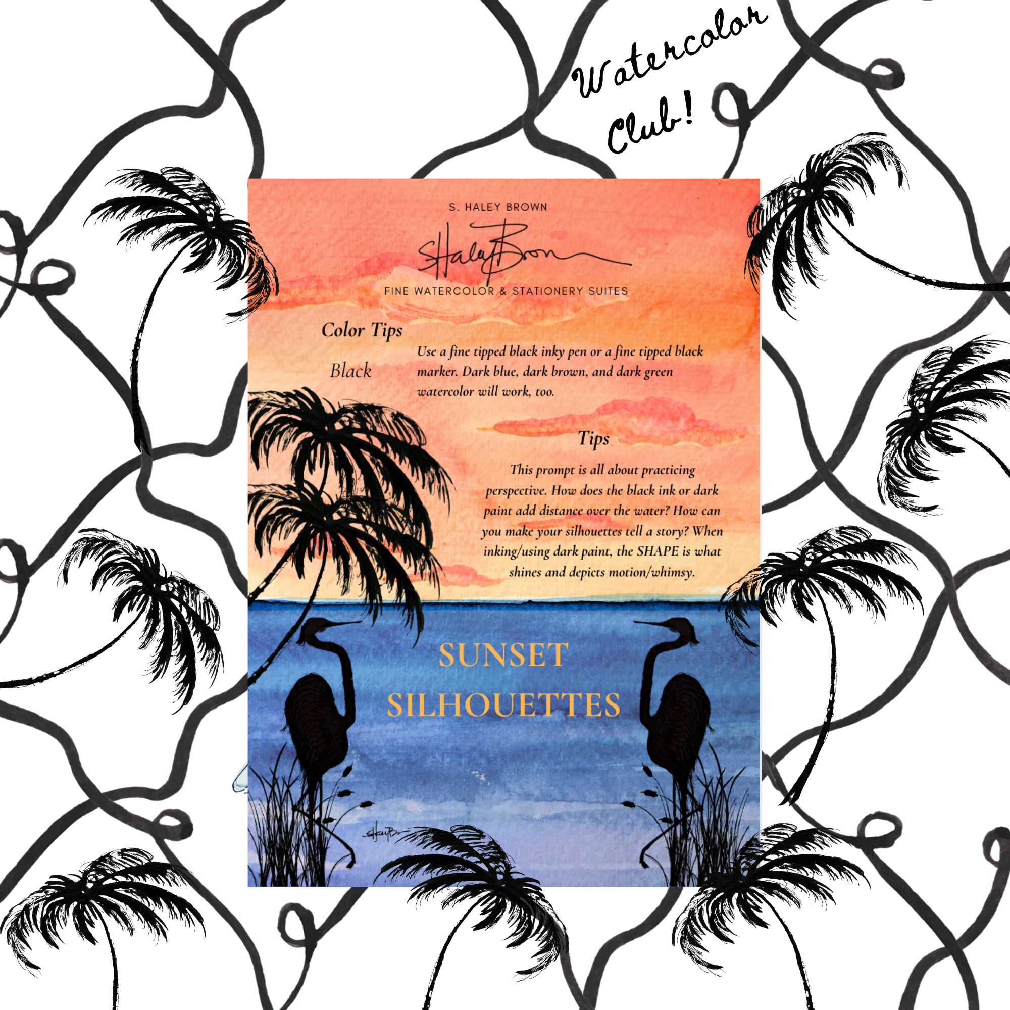 Watercolor Club 9/20: Summer Silhouettes