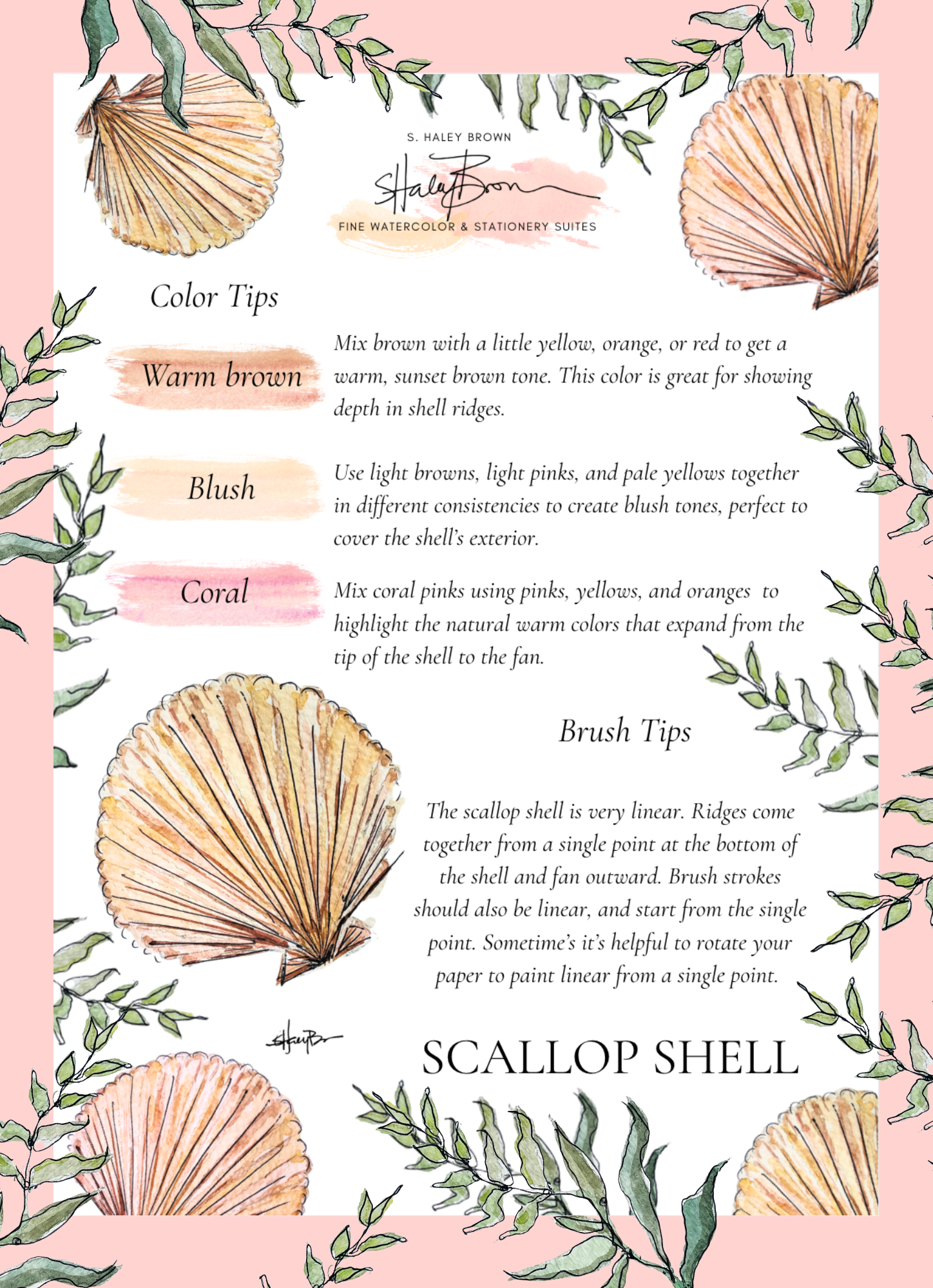 6/21 Watercolor Club- Scallop Shell
