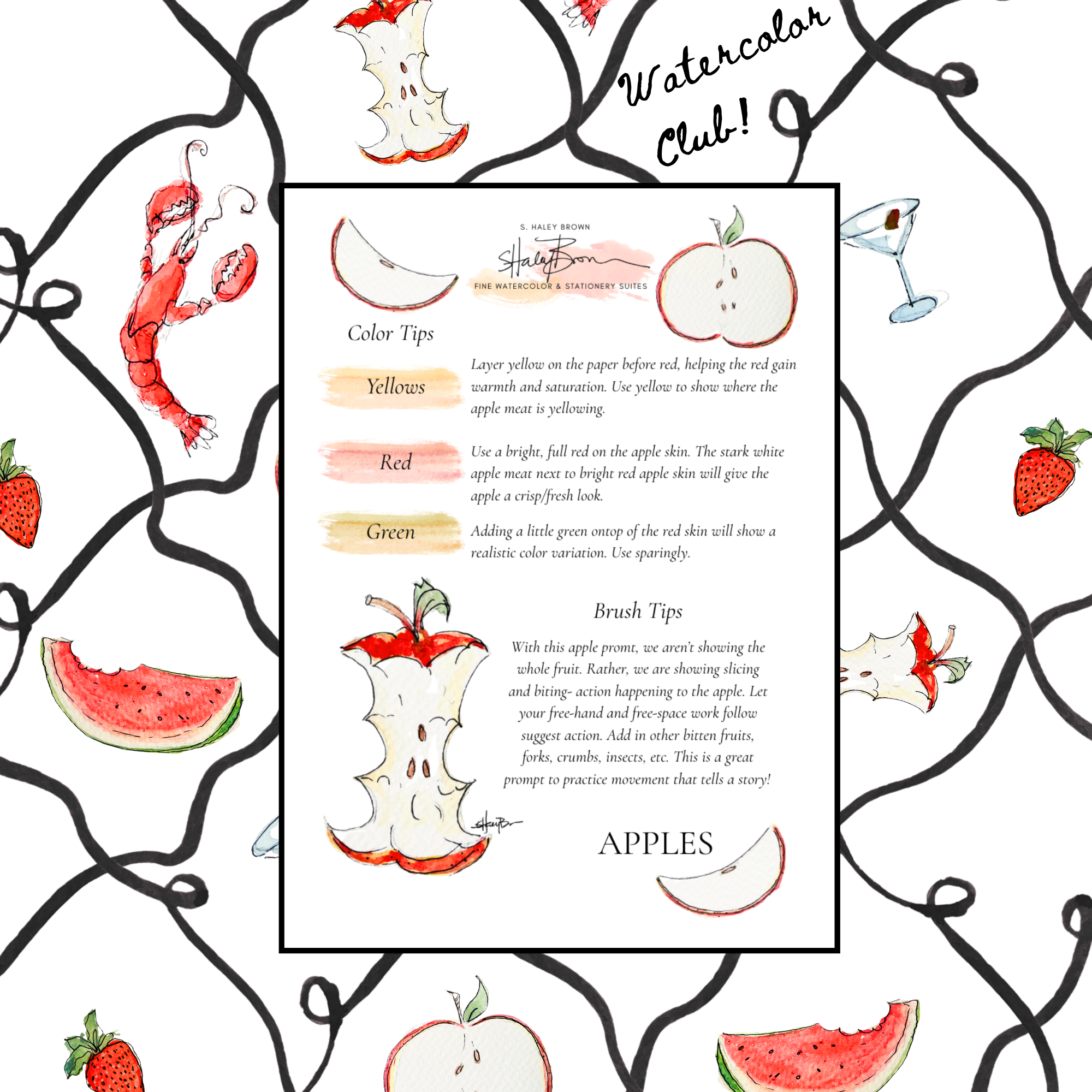 Watercolor Club 9/13- Apples