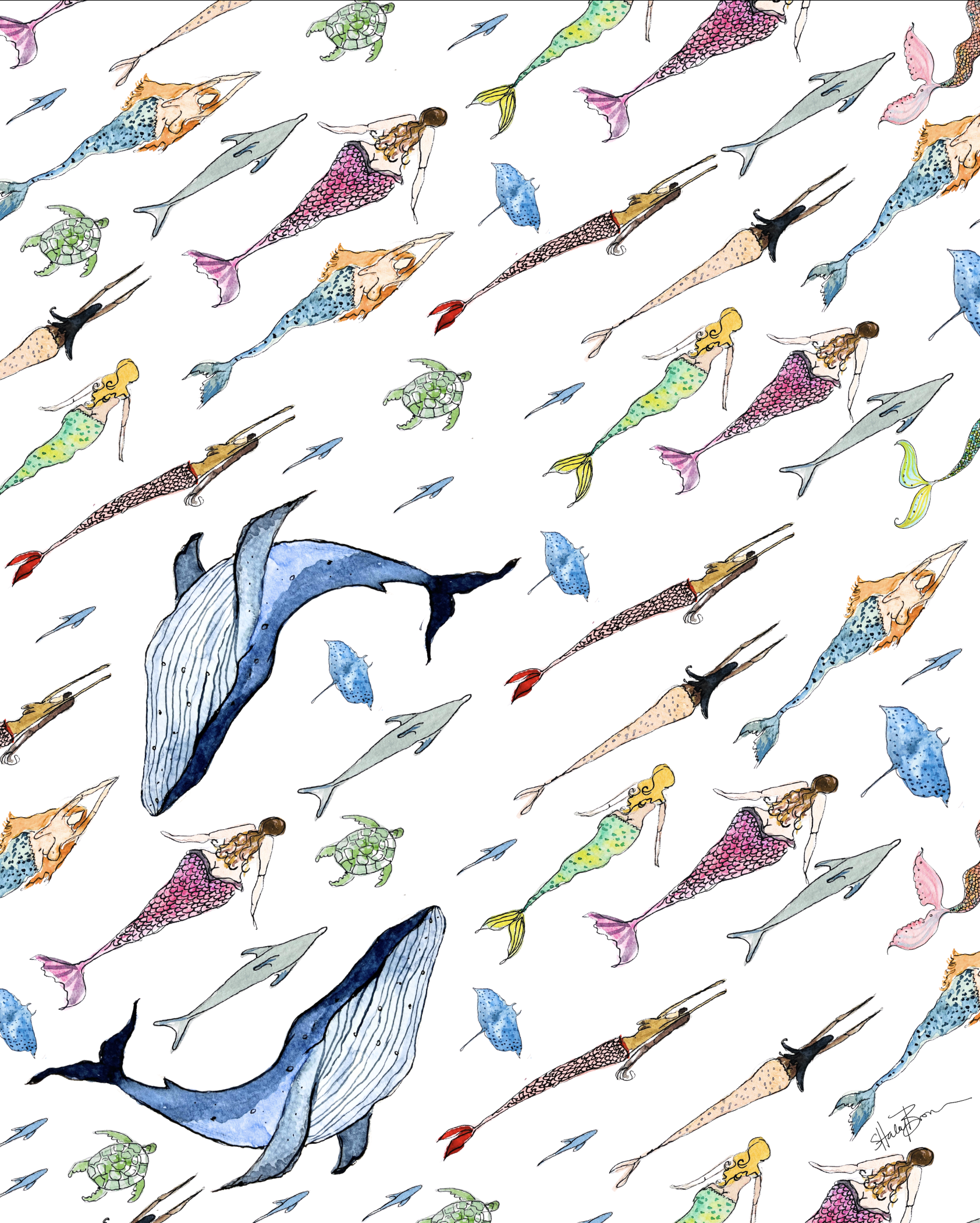 Whales & Tails Print