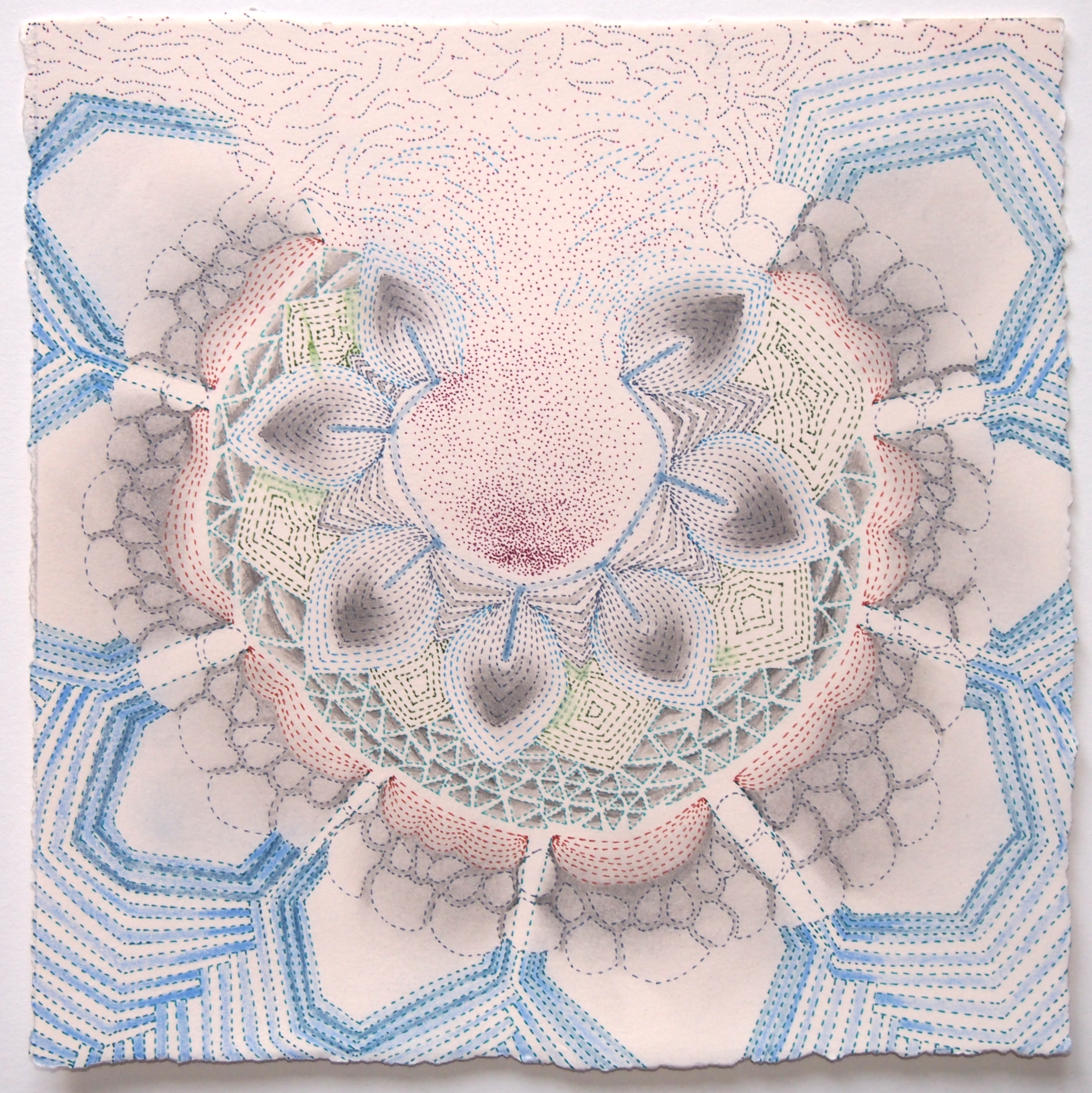 Alpine Bleeder. Ink, colored pencil and graphite on paper, 8 x 8 inches.