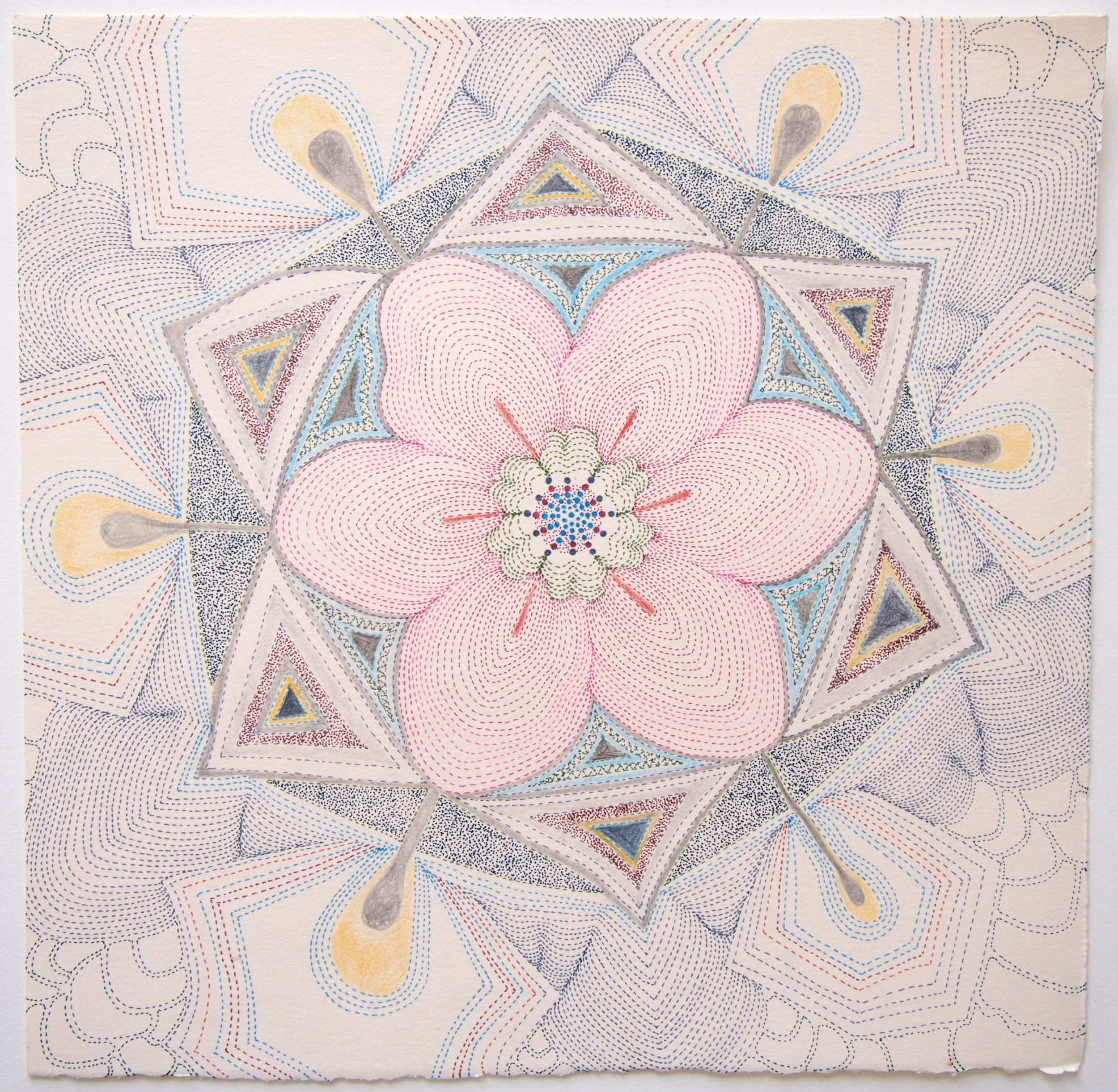 Pink Earth Tongu​led, ink, graphite and colored pencil on paper, 10 x 10 inches. ​