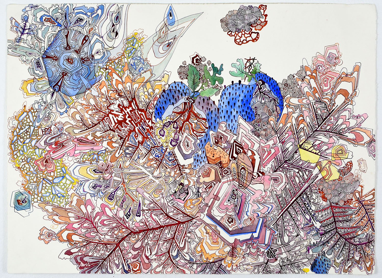 Ink and watercolor on paper. 30 × 22 inches.