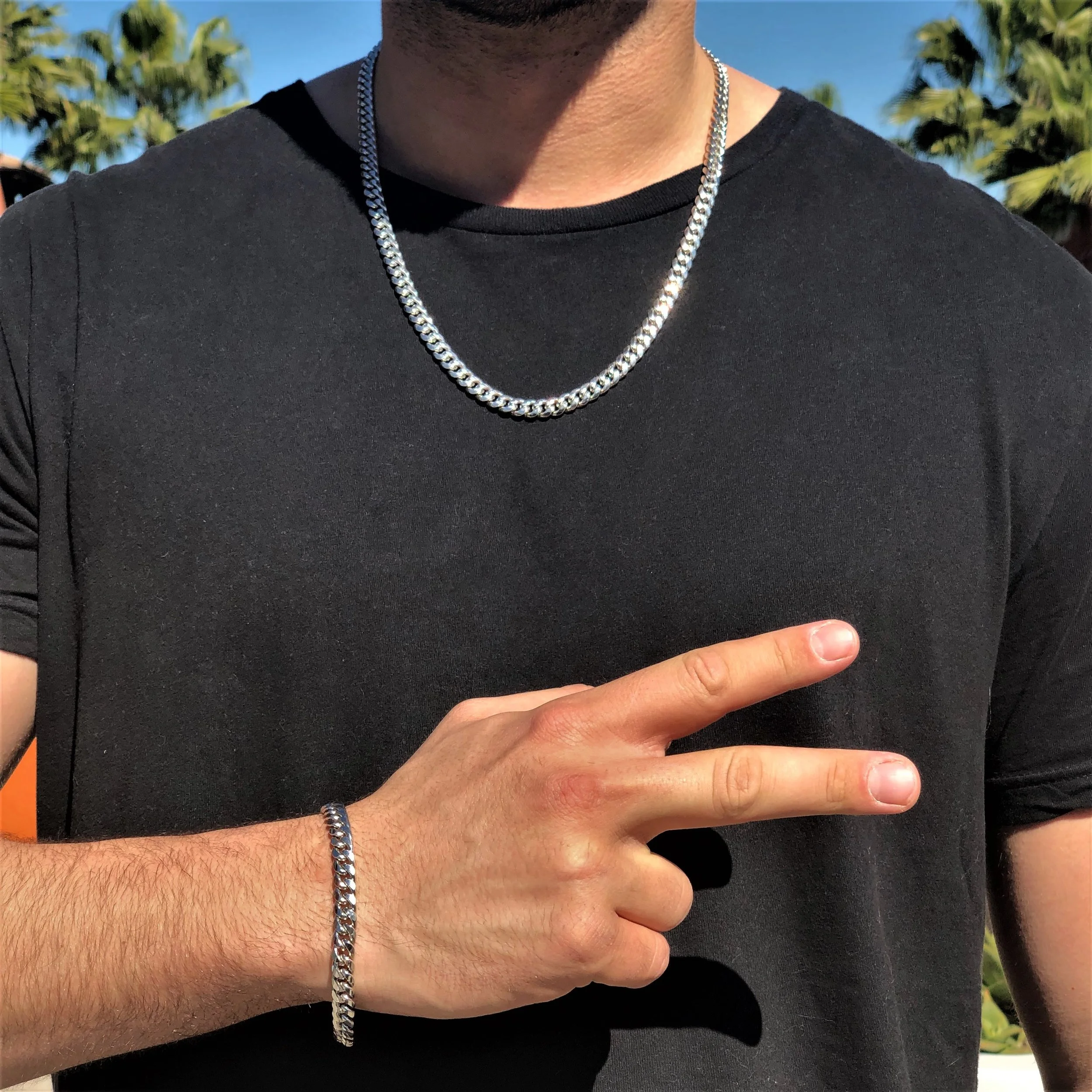 White Gold Tight Cuban Link Chain 