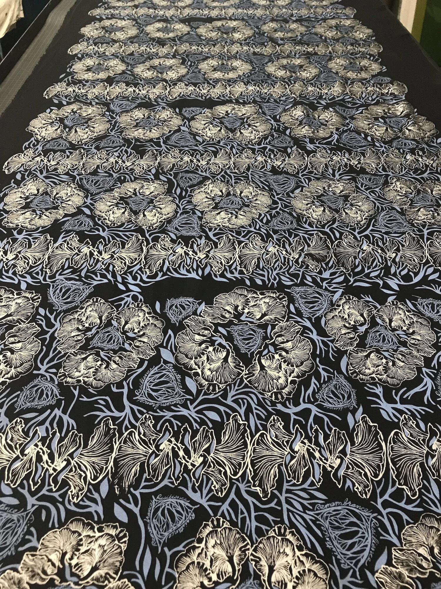 Black Mushroom Textile Pattern