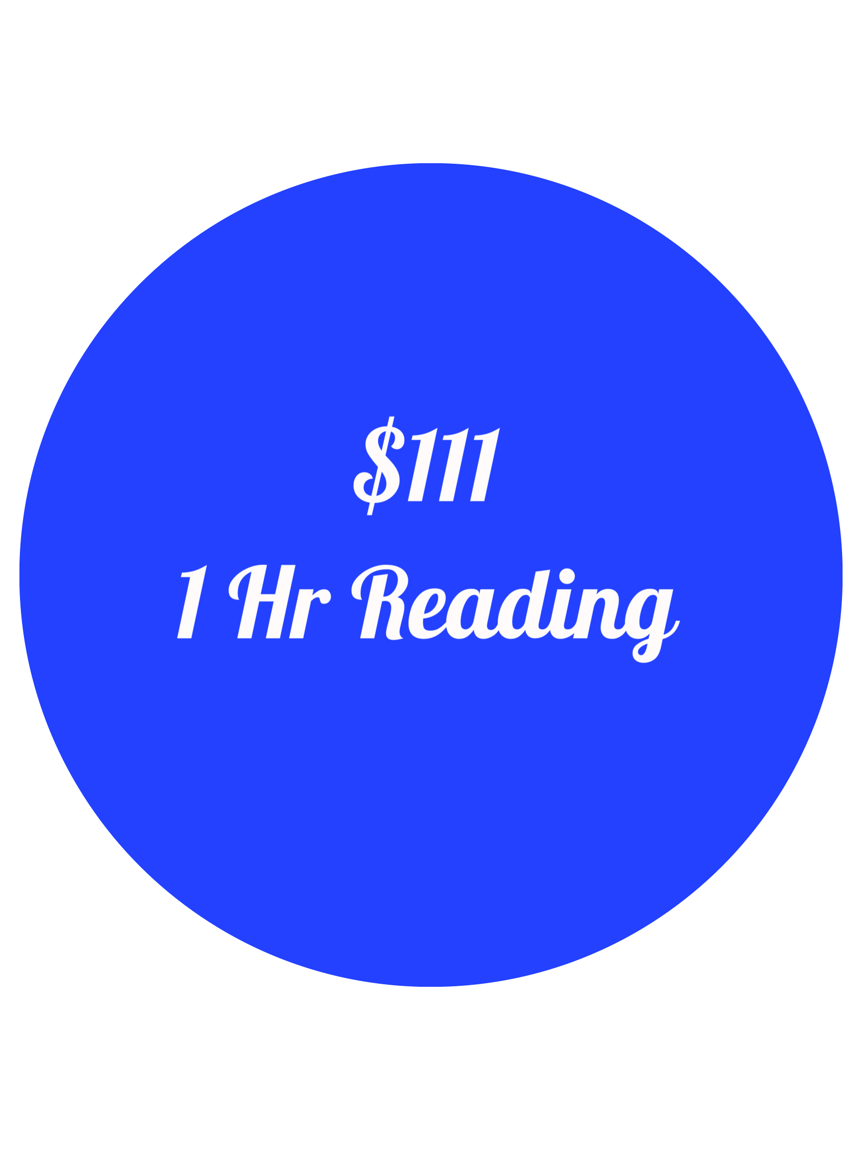 blue circle with white text reads 1 hour reading $111