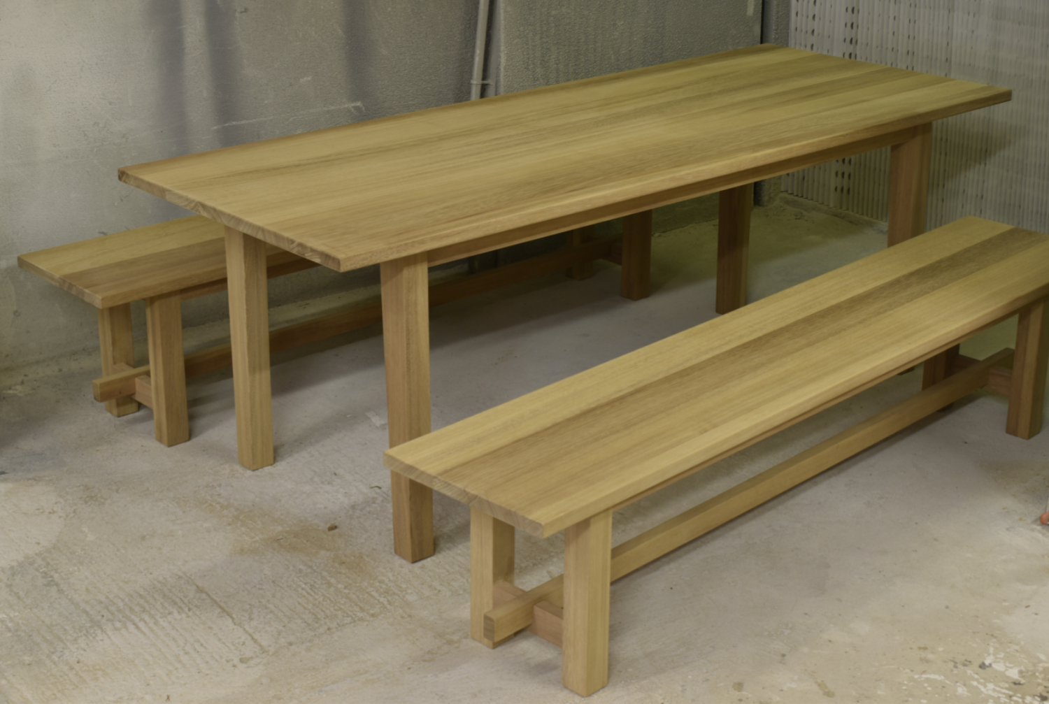 Iroko Kitchen table with bench seating