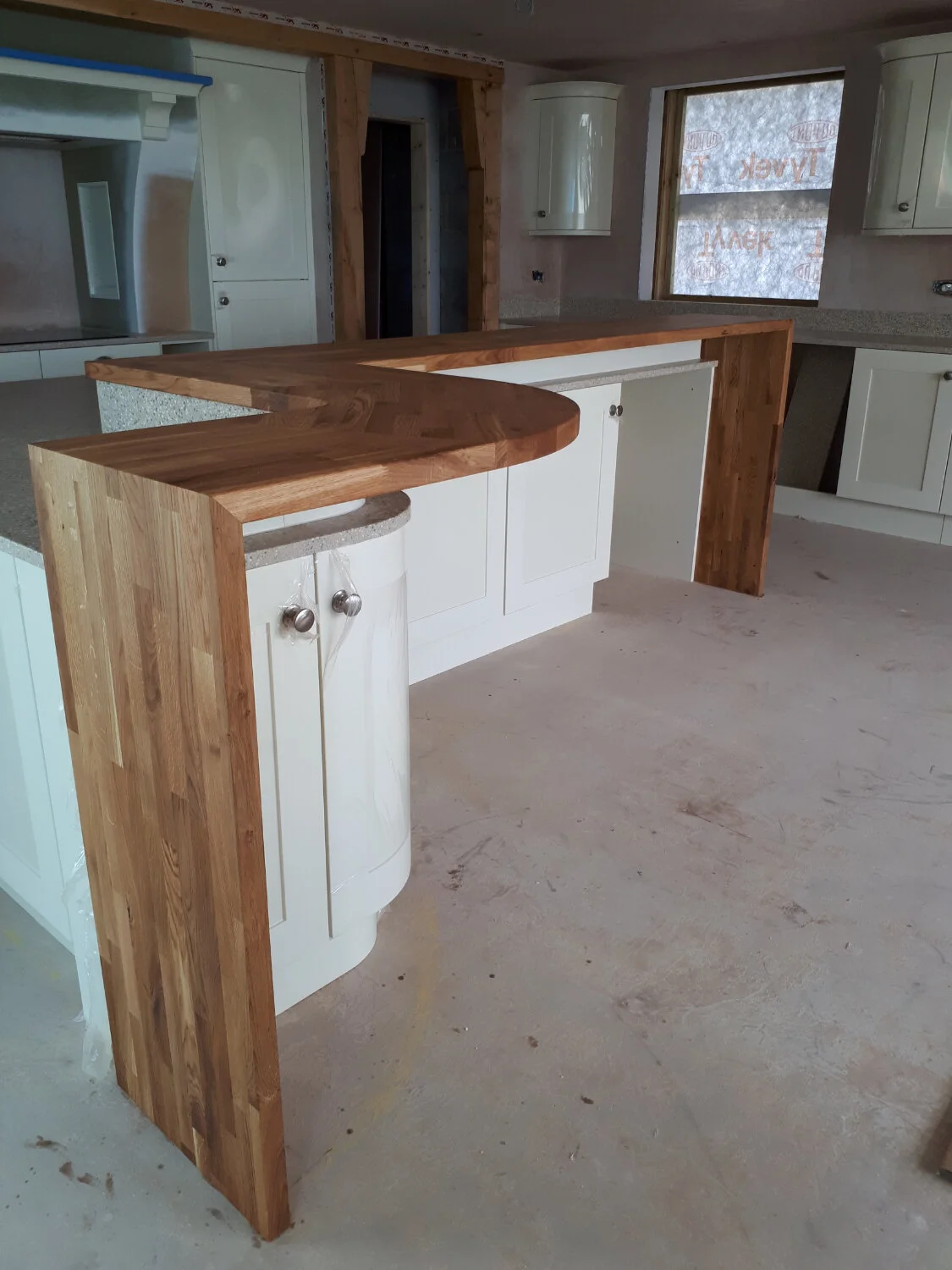 Curved Oak Block kitchen Island