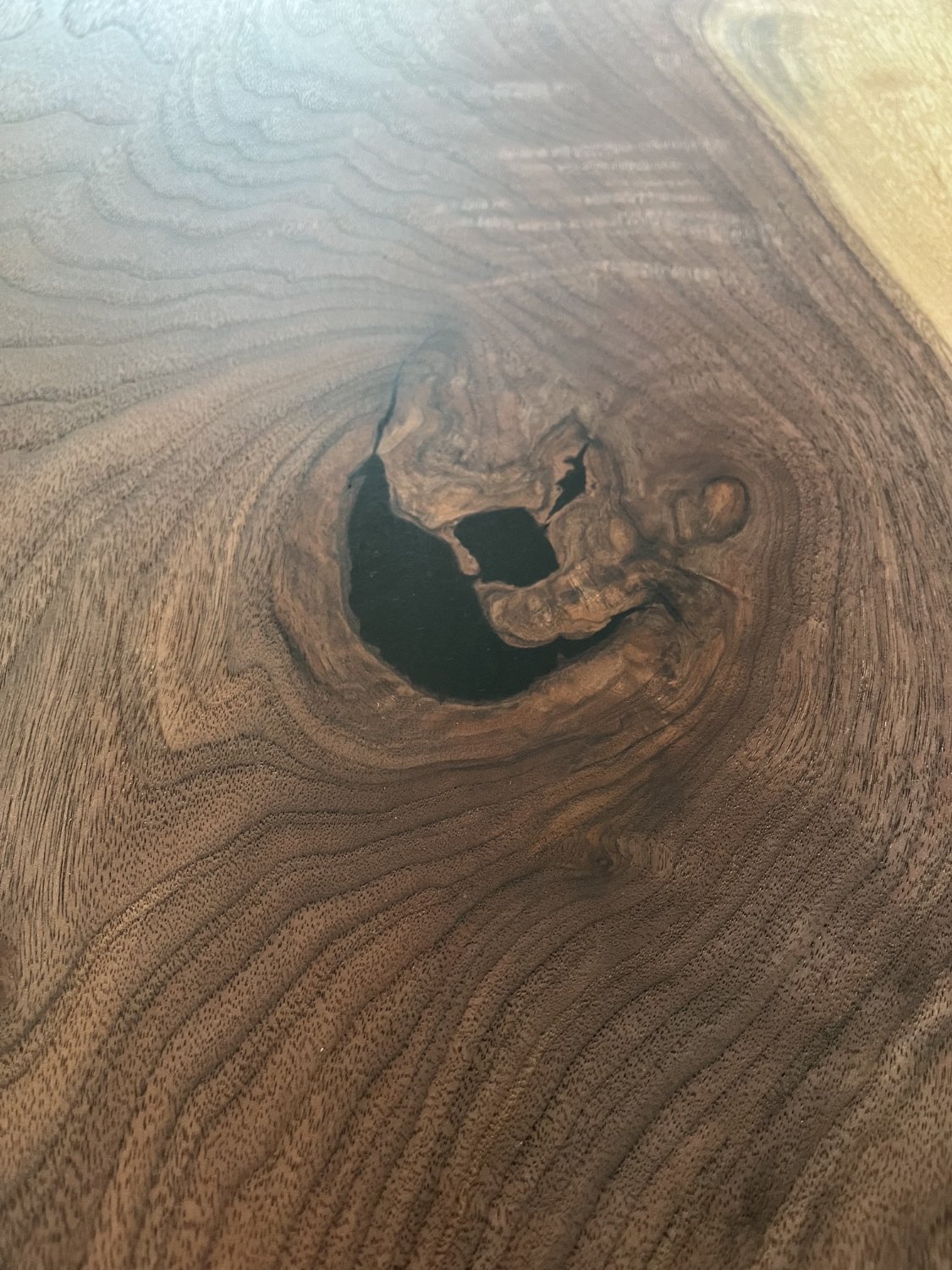 Epoxy resin filled knot holes