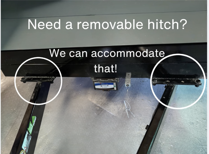 Removable hitch feature on a Forever Tiny Homes chassis — space-saving and easy to detach
