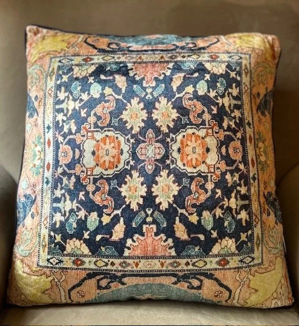 Printed Pillow with Vintage Carpet Pattern