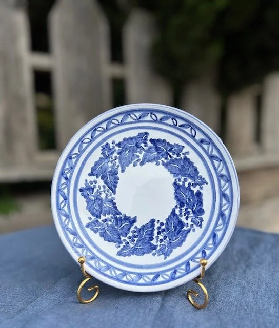 Plate with Blue Leaves