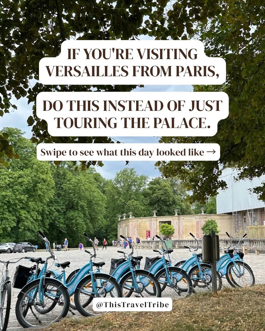 Everyone goes to Versailles&hellip; but this is the best way to experience it👇🏼

Biking through the grounds was one of the highlights of our entire Paris trip and I cannot stop talking about it.

The day starts with a train ride from Paris where yo