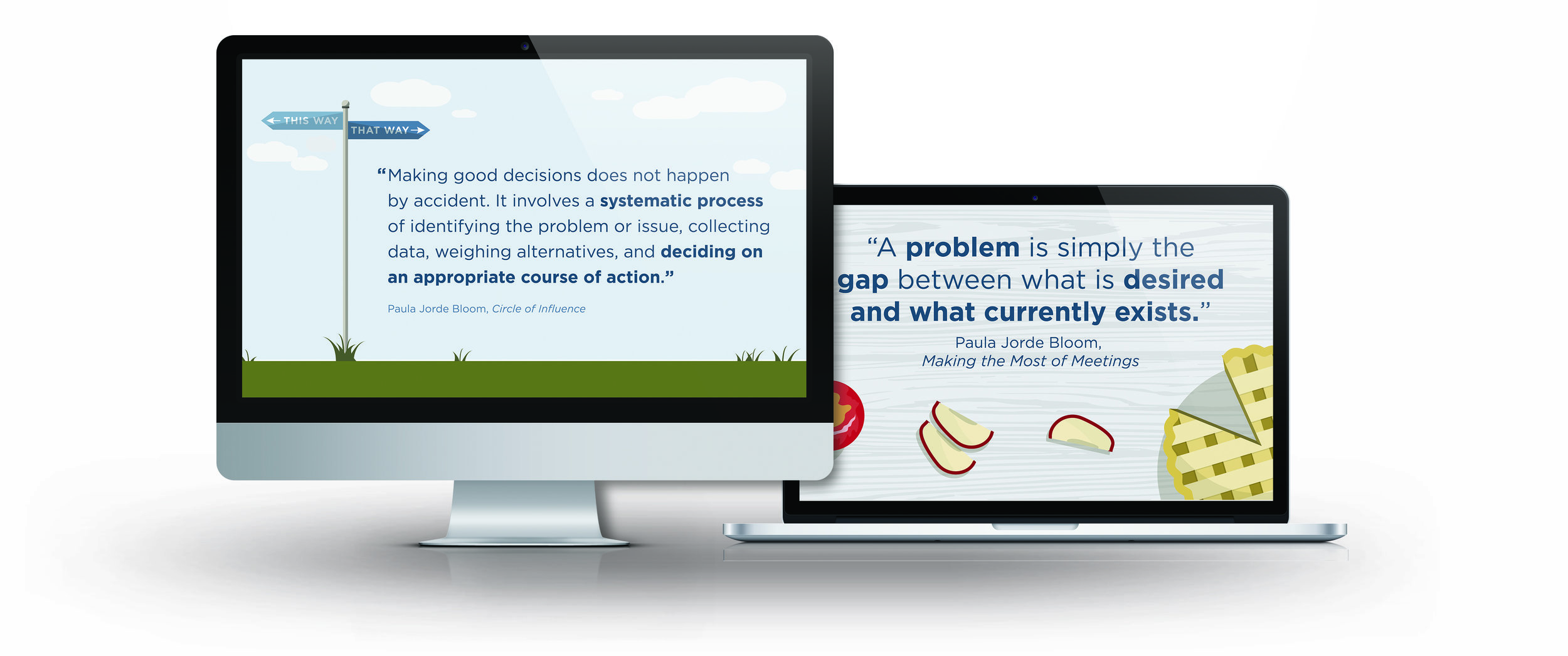 The illustrations were also used to create desktop backgrounds for staff.