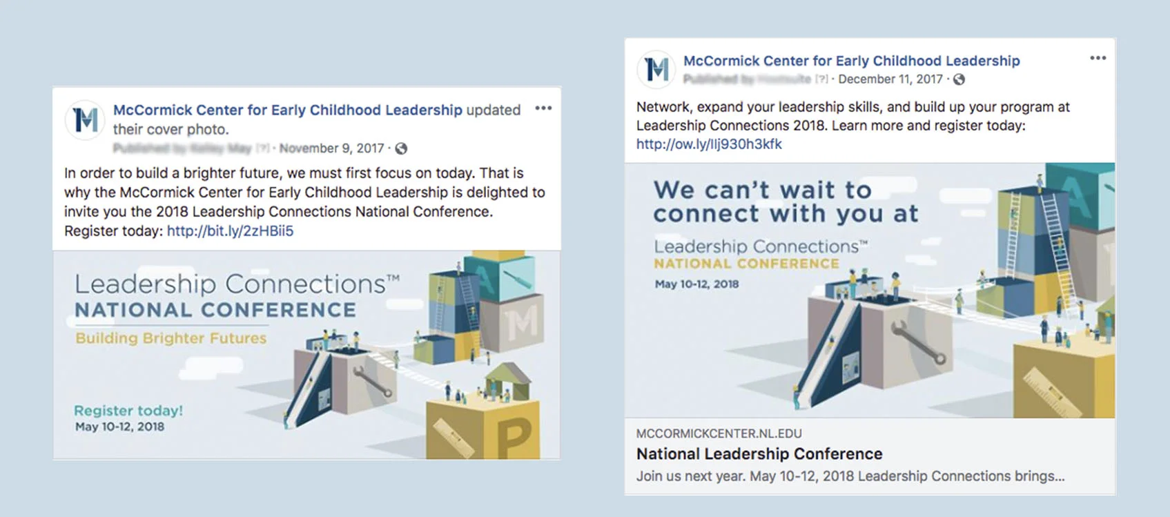 General Facebook posts promoting the conference.