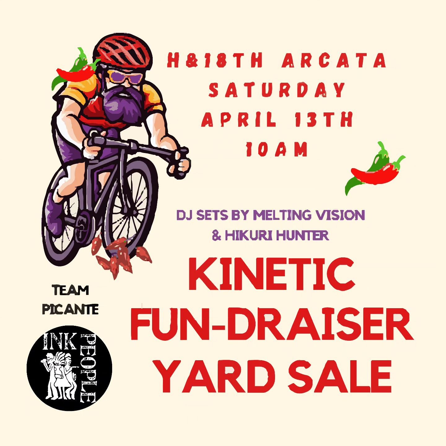 What do you think would be at a Kinetic Team's yard sale? Probably some neat things! Don't miss out on this opportunity to support Team Picante at a FUN-draiser&nbsp;this Saturday, April 13 at 10am.

Team Picante is a DreamMaker project of the Ink Pe
