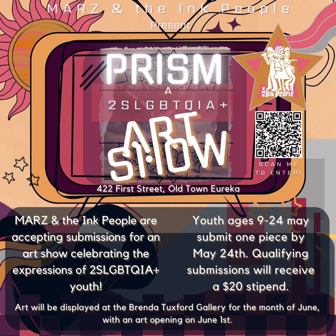 📢 Call for art! Submissions from youth ages 9 - 24 before May 24.

✨ Art will be showcased at Prism throughout June. This art show, presented by @marz.project and is, will be celebrating the visions of queer youth and expressions of 2SLGBTQIA+ youth