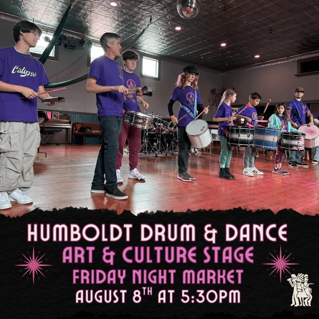 Up next to the Arts &amp; Culture Stage is Humboldt Drum &amp; Dance! Tomorrow August 8th at 5:30pm come by the small plaza on C St. in front of the Romero Gabriel Sculpture Garden to delight in the sounds of drumming! This group will be demonstratin