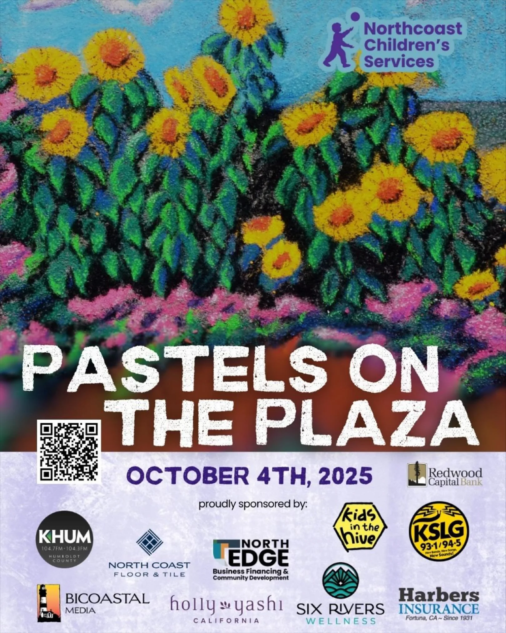 Pastels on the Plaza is THIS Saturday at the Arcata Plaza! The Ink People will be participating alongside dozens of other community orgs and talented artists🌈

This annual event provides support for NorthCoast Children&rsquo;s Services. Proceeds fro