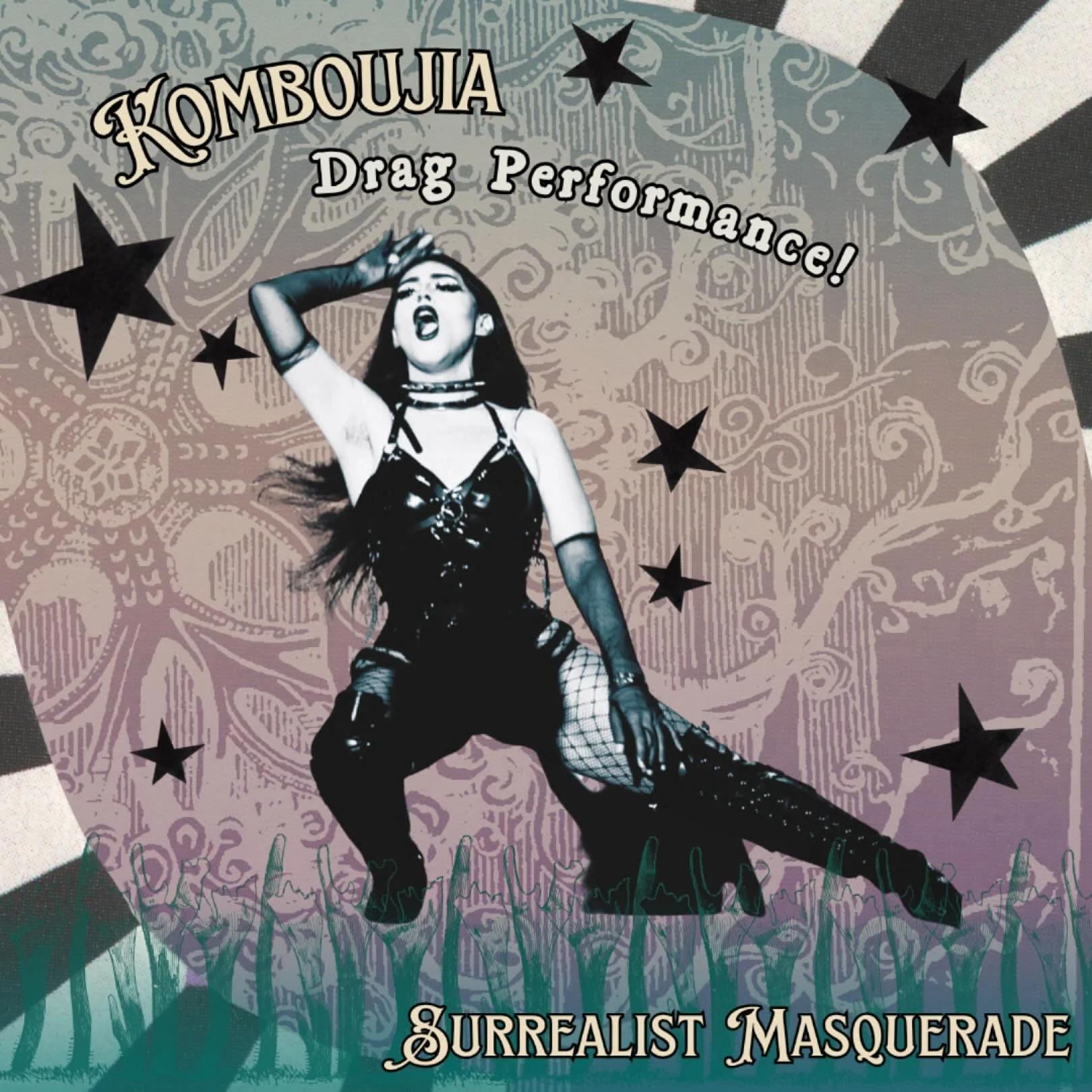 Gracing the stage at the Surrealist Masquerade is Komboujia! 

Komboujia is a drag performer, educator and gender non-conforming menace from Humboldt County, California. They also sing lead in the band Vegan Slaughterhouse, and mentor the all-ages dr