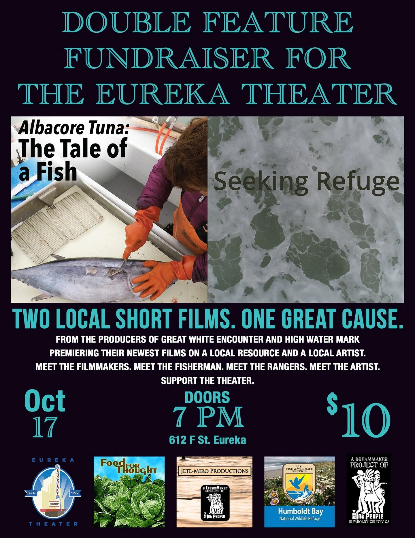 This Friday, October 17th, the Eureka Theater and Food for Thought are teaming up for a fundraiser featuring a double feature of locally produced short films by filmmakers Jennifer Bell, Ted Okell, and Jessica Eden. This will be the public premiere o