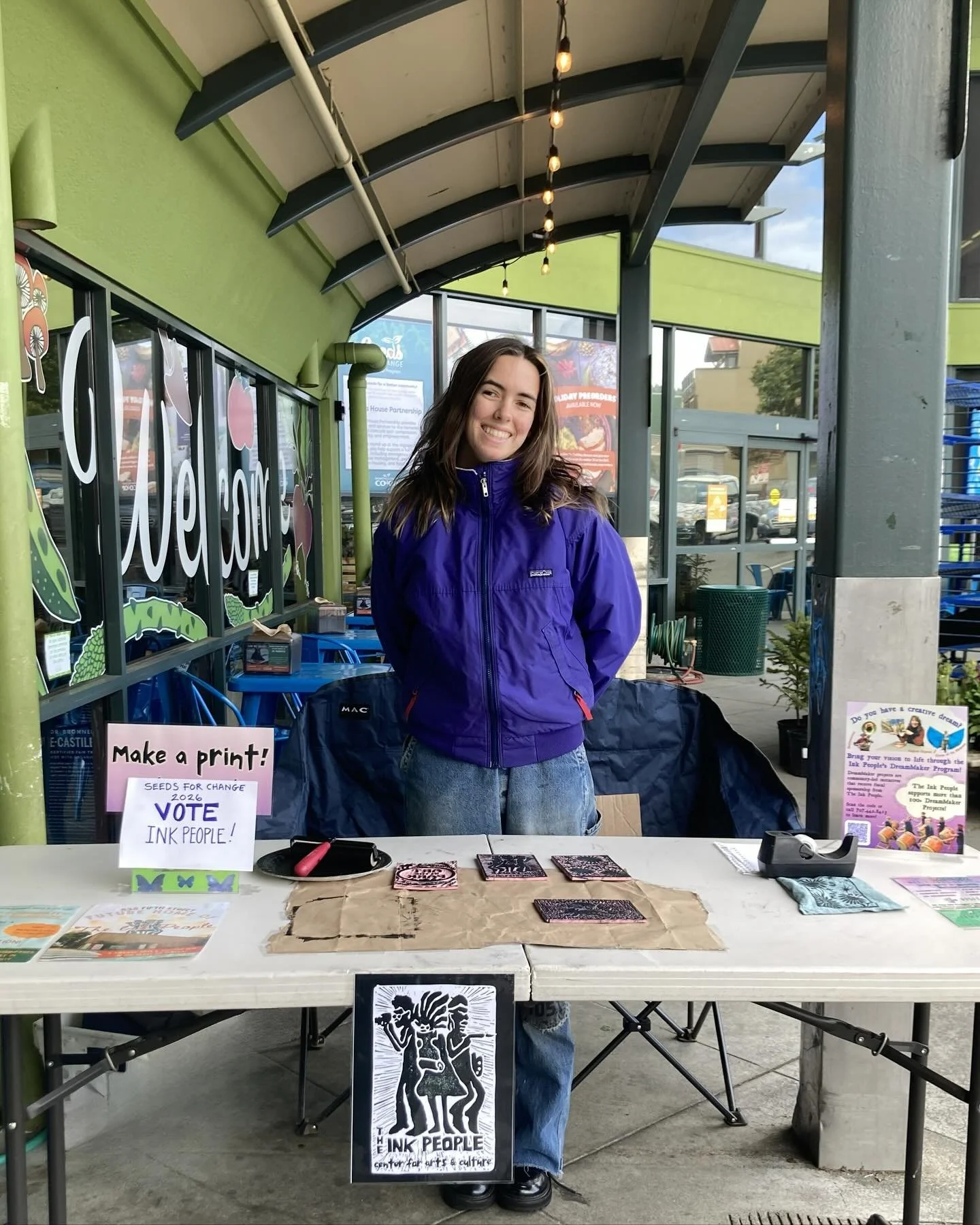 Ink People staff had a great tabling at the Arcata North Coast Co-op this week! We spread the word about the Seeds for Change voting and offered free linoleum block printing🌟🎨 

Tomorrow, Sunday Nov. 16th is the last day to vote in the North Coast 