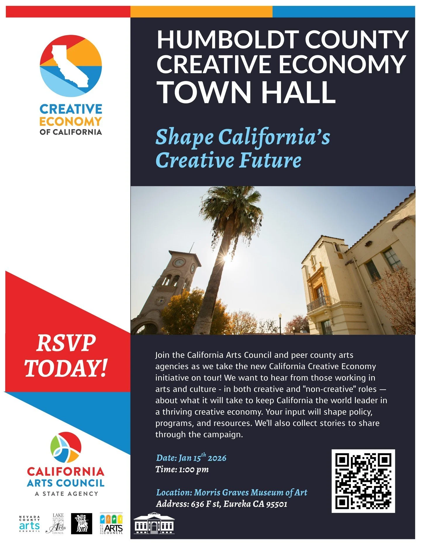 Are you an artist or culture bearer? Help shape California's creative future! 

Join the California Arts Council and Redwood Region arts and culture organizations as we take the new California Creative Economy initiative on tour! We want to hear from