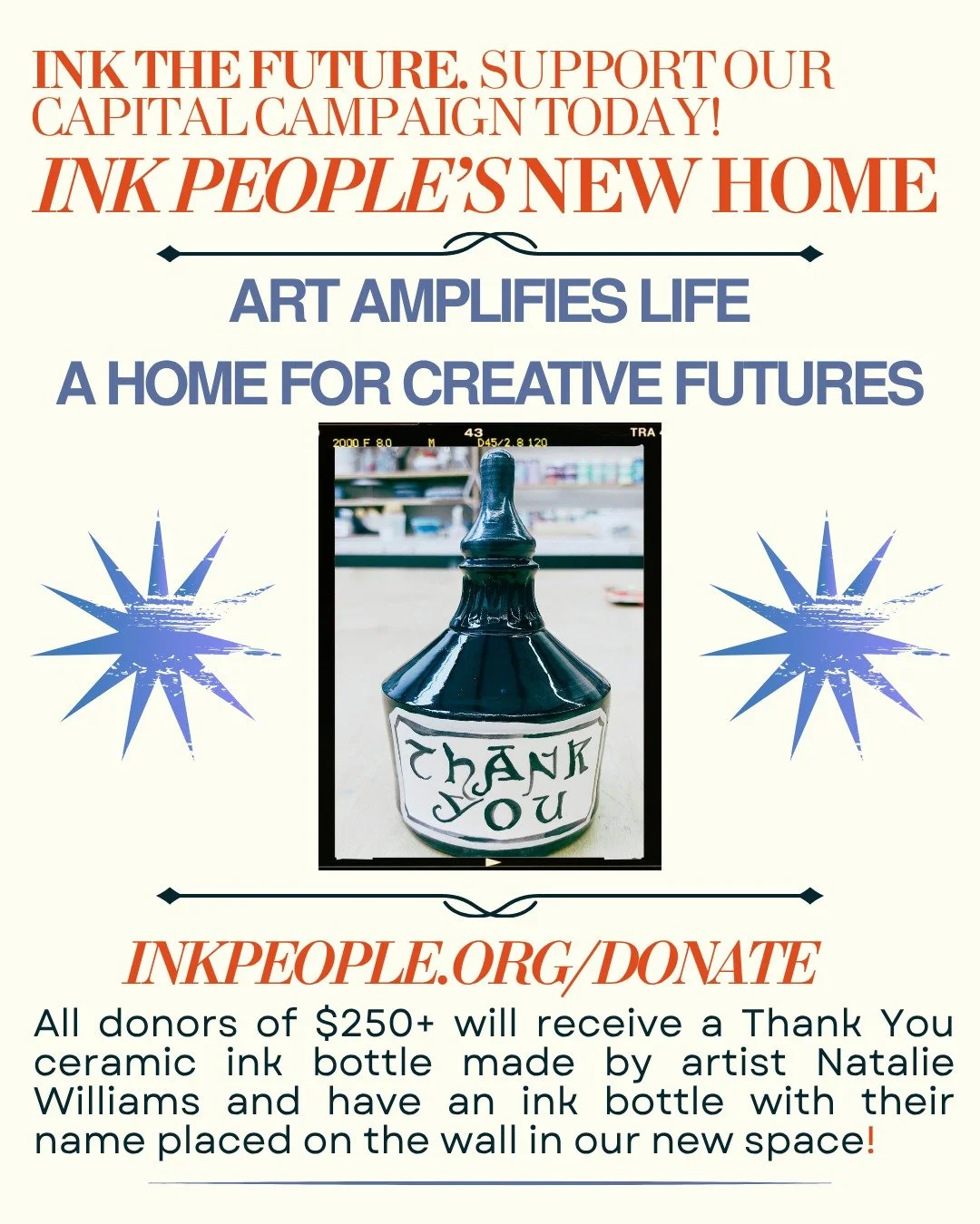 Ink the Future! Support our capital campaign today. Donations will go toward improving Ink People&rsquo;s new home at 535 Fifth St. in Eureka, where creative futures can thrive! 

inkpeople.org/donate 

All donors of $250 or more will receive a Thank