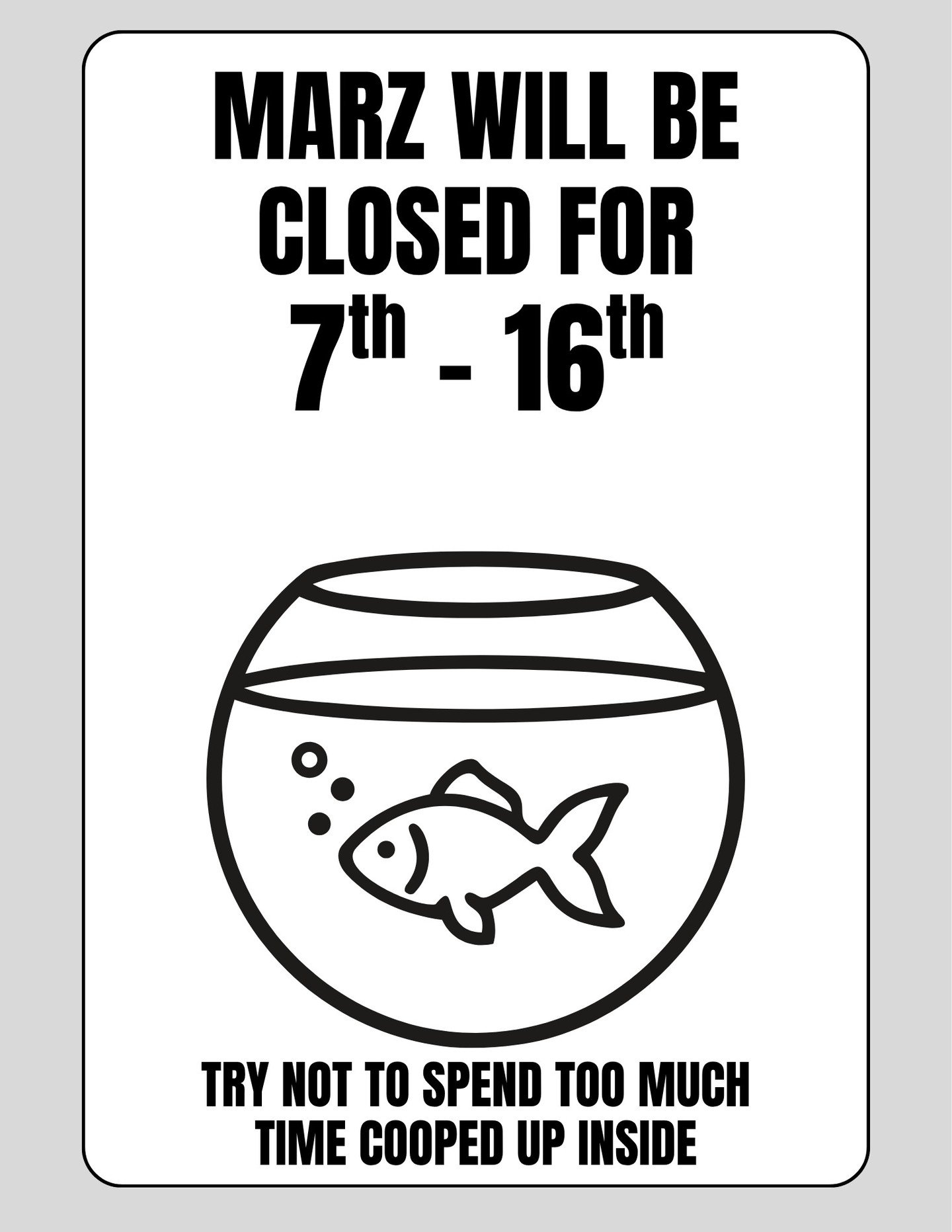 MARZ will be closed from April 7th through April 16th. Regular hours will resume on Tuesday April 21st. Thank you!