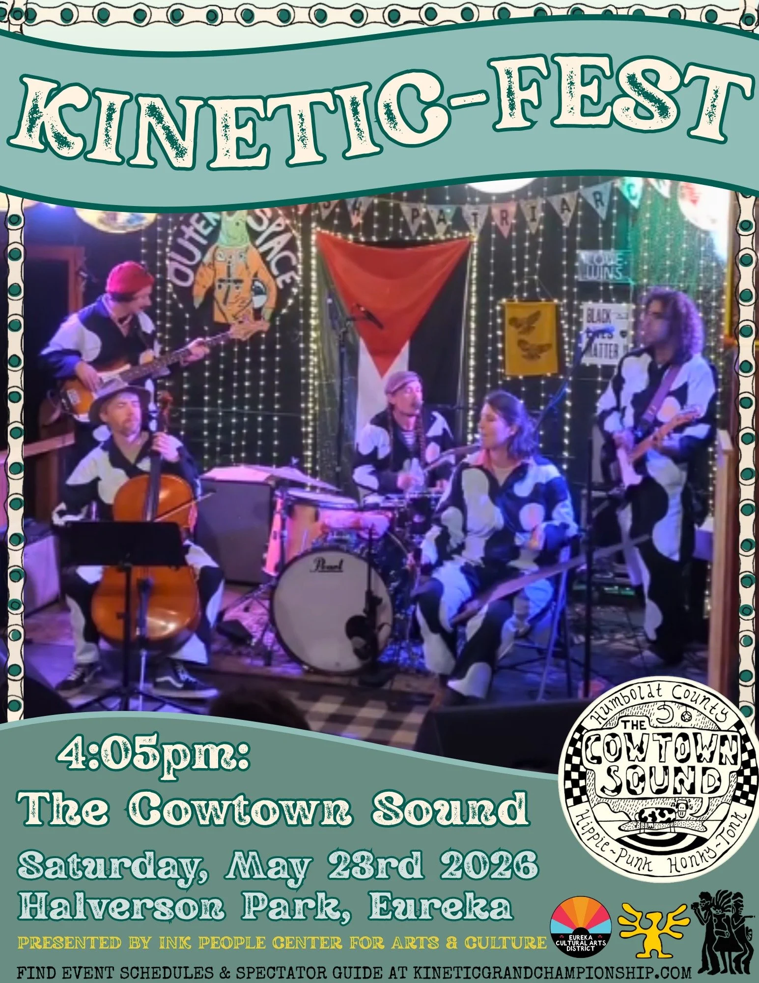 Gather 'round for the Cowtown Sound at Kinetic-Fest! Catch their set at 4:05pm at Halverson Park, Eureka.

The Cowtown Sound is a group of friends that make homebrew movement music. Singing saw, ripping cello, hippie-punk honky-tonk, unexpected ska, 