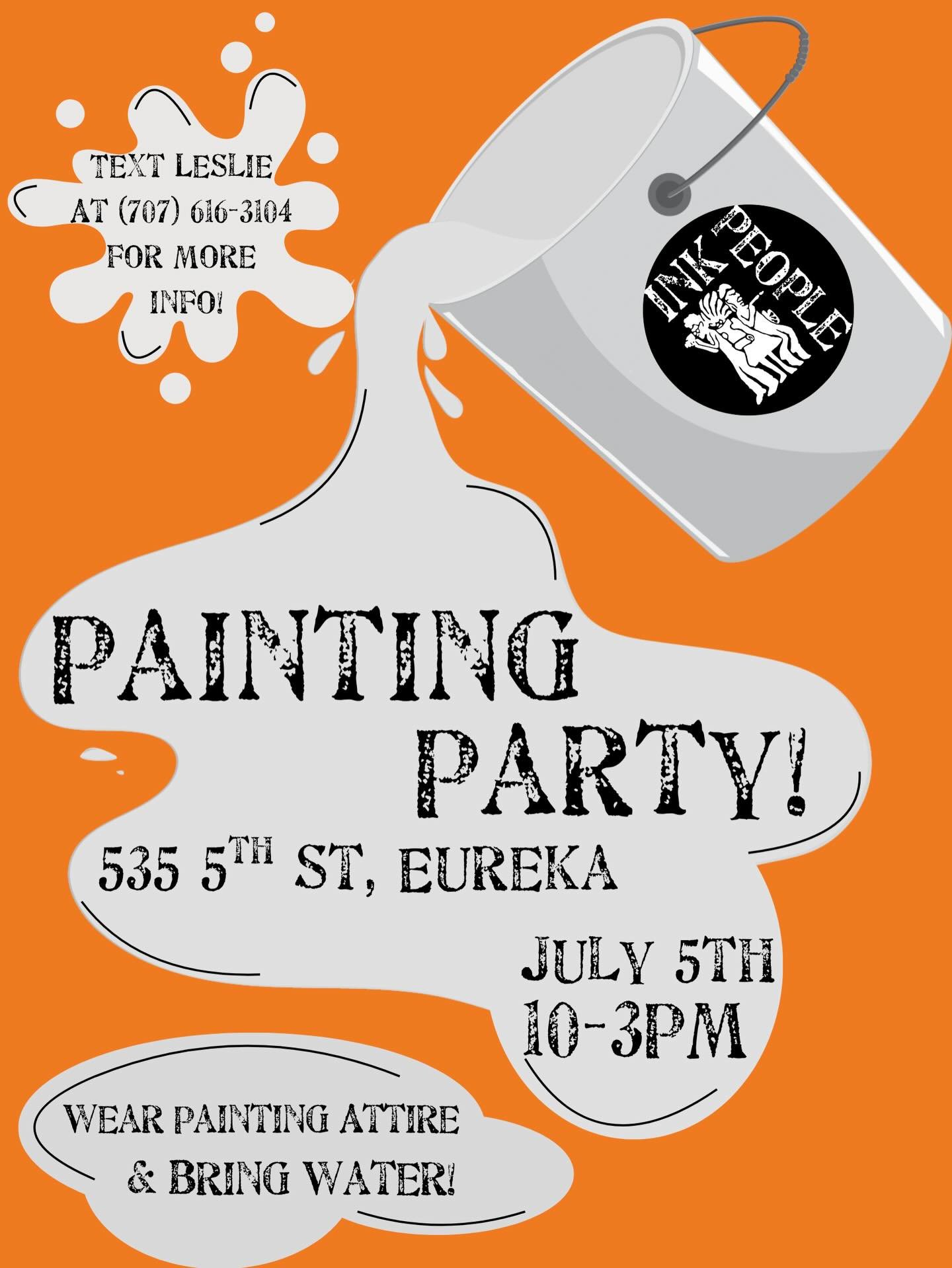 Painting Party this Sunday, July 5, 10am-3pm. 535 5th Street, Eureka. Enter on the G Street side! 
Come check out our new space and help get paint on the walls. 🎨🎨🎨🎨
We will start with painting storage rooms, and then move on to gallery walls, de