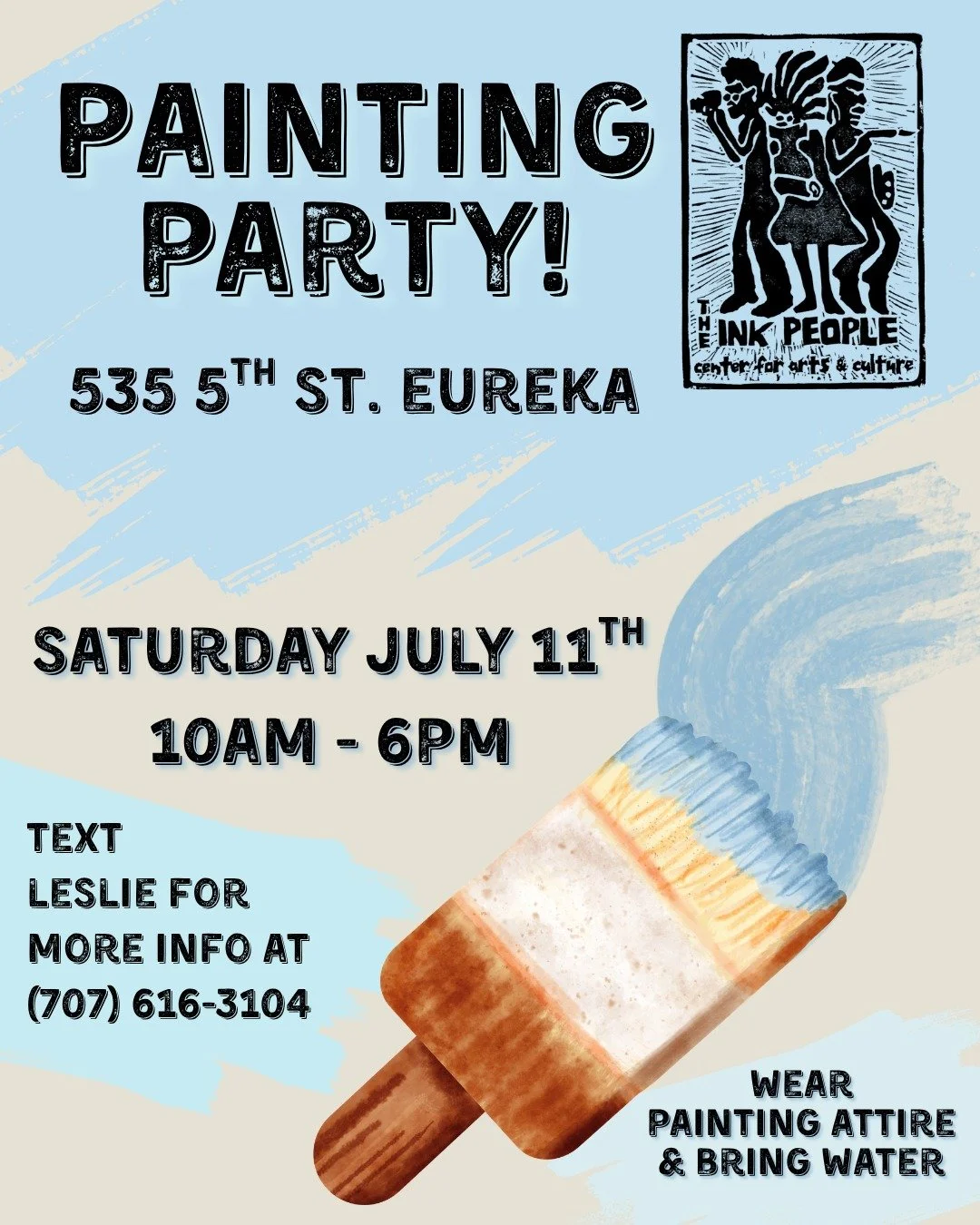 This Saturday, July 11th join us for another Painting Party! 10am-6pm at our new building, 535 5th Street, Eureka. Enter on the G Street side!
Get a sneak peak of the space and help get paint on the walls.
The projects of the day include painting and