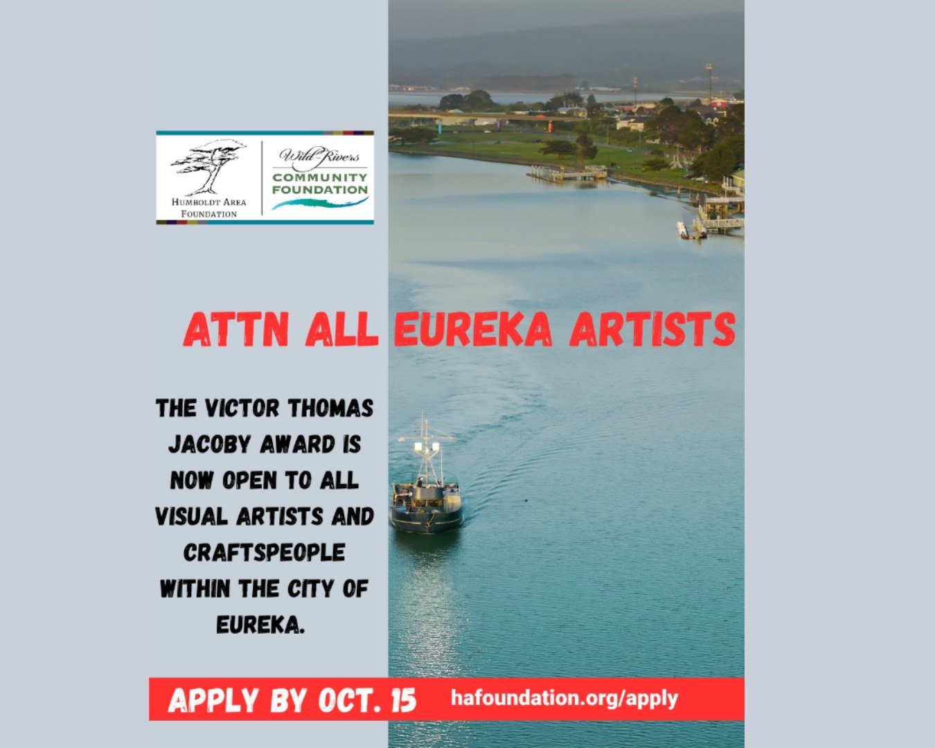 Just under a week left to apply for The Victor Thomas Jacoby Award!

This award is dedicated to "encouraging exploration of new ideas, materials, techniques, mediums, &amp; images, as well as excellence" through distributing up to four awar